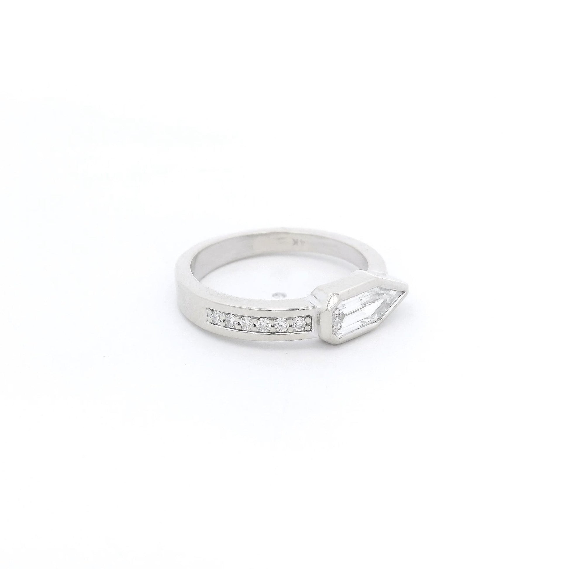 ~1.00ct Bullet Cut Diamond Ring with Channel Set Round Cut Diamonds - Forever Rox Fine Jewelry