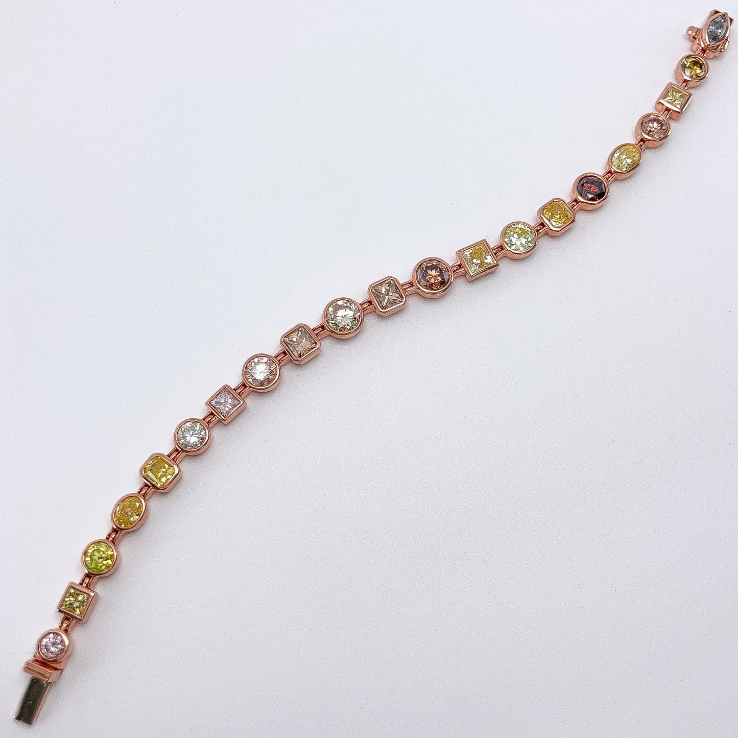 10.79cts Fancy Color & Shape Diamond Tennis Bracelet, 18k - Forever Rox