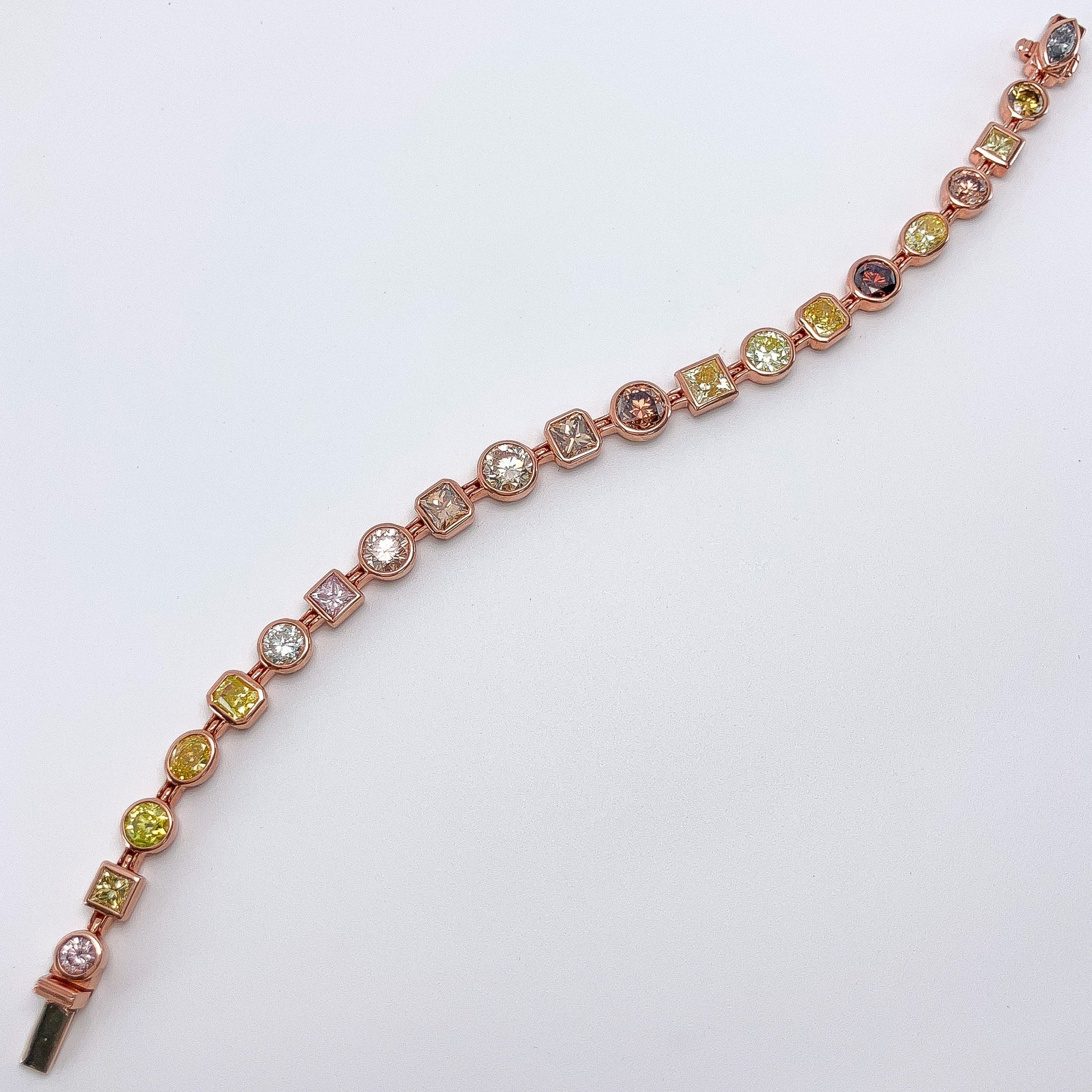 10.79cts Fancy Color & Shape Diamond Tennis Bracelet, 18k - Forever Rox