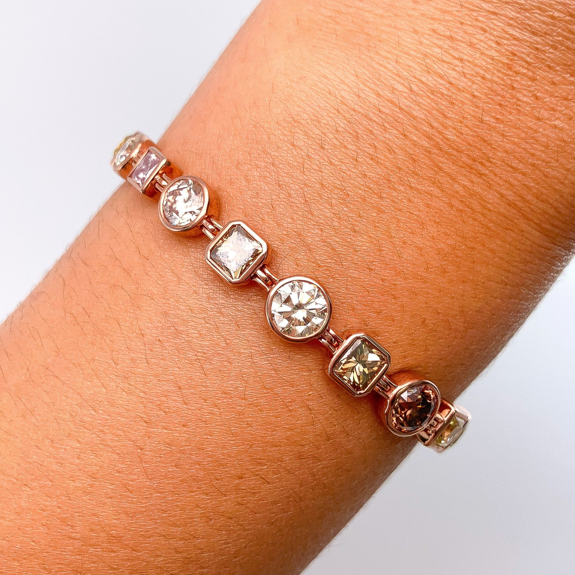 10.79cts Fancy Color & Shape Diamond Tennis Bracelet, 18k - Forever Rox