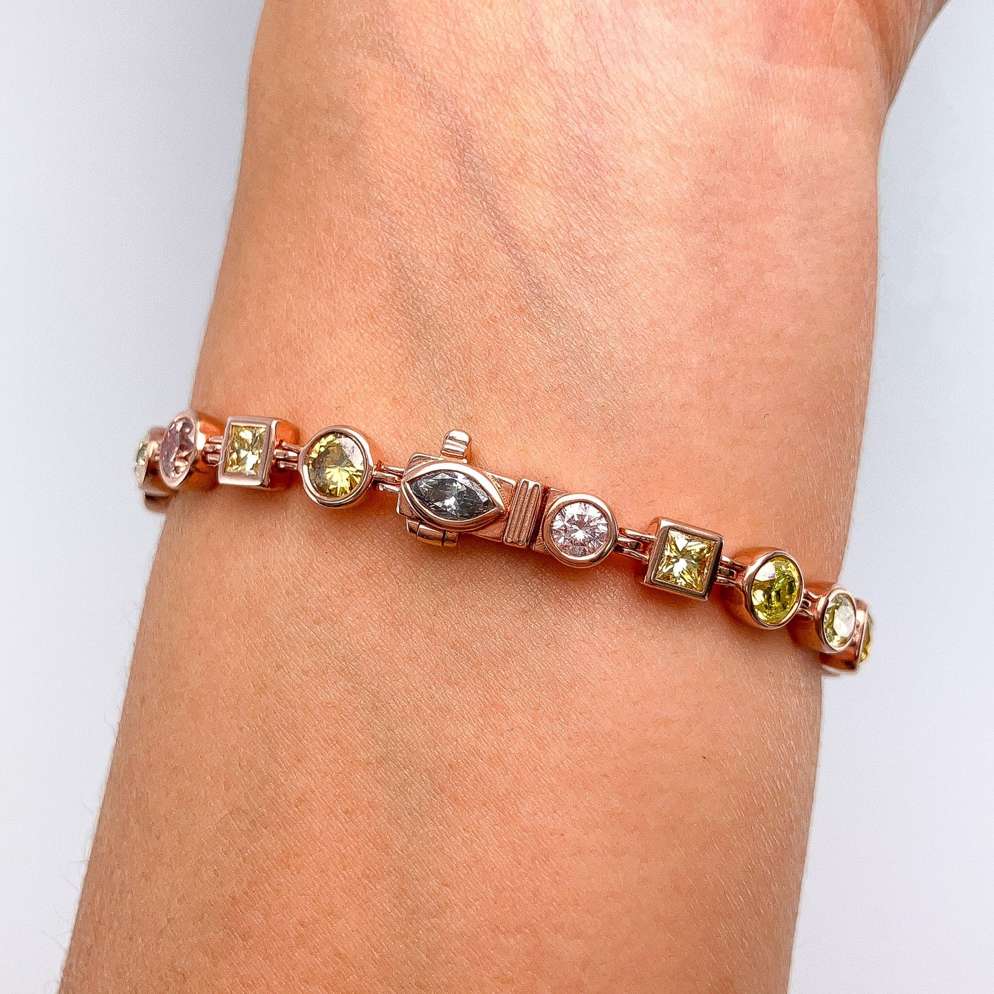 10.79cts Fancy Color & Shape Diamond Tennis Bracelet, 18k - Forever Rox