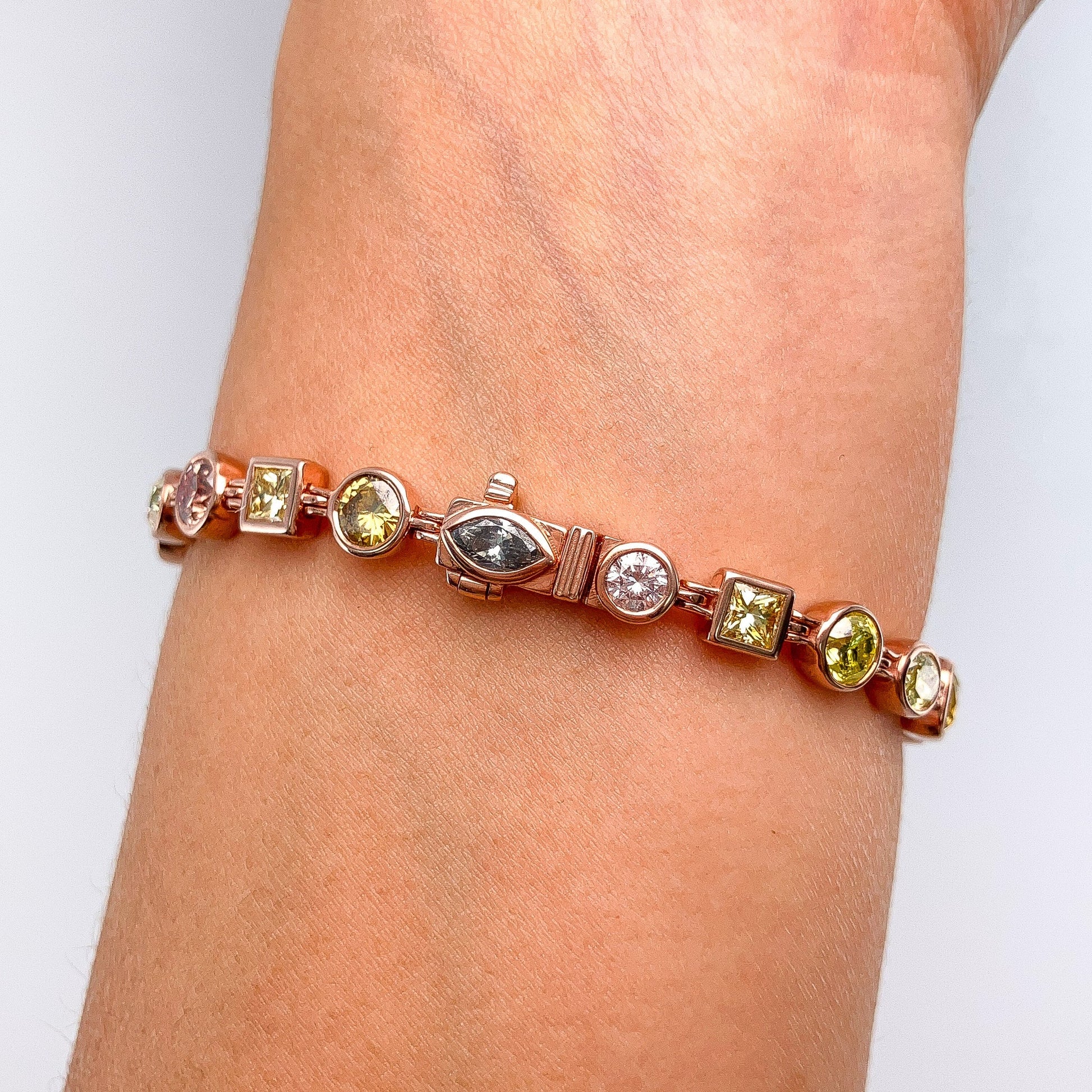 10.79cts Fancy Color & Shape Diamond Tennis Bracelet, 18k - Forever Rox