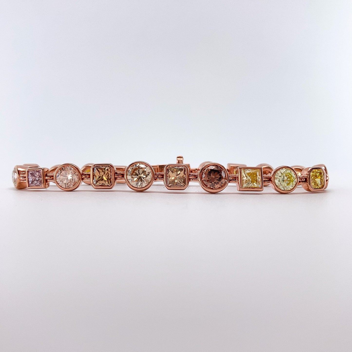 10.79cts Fancy Color & Shape Diamond Tennis Bracelet, 18k - Forever Rox