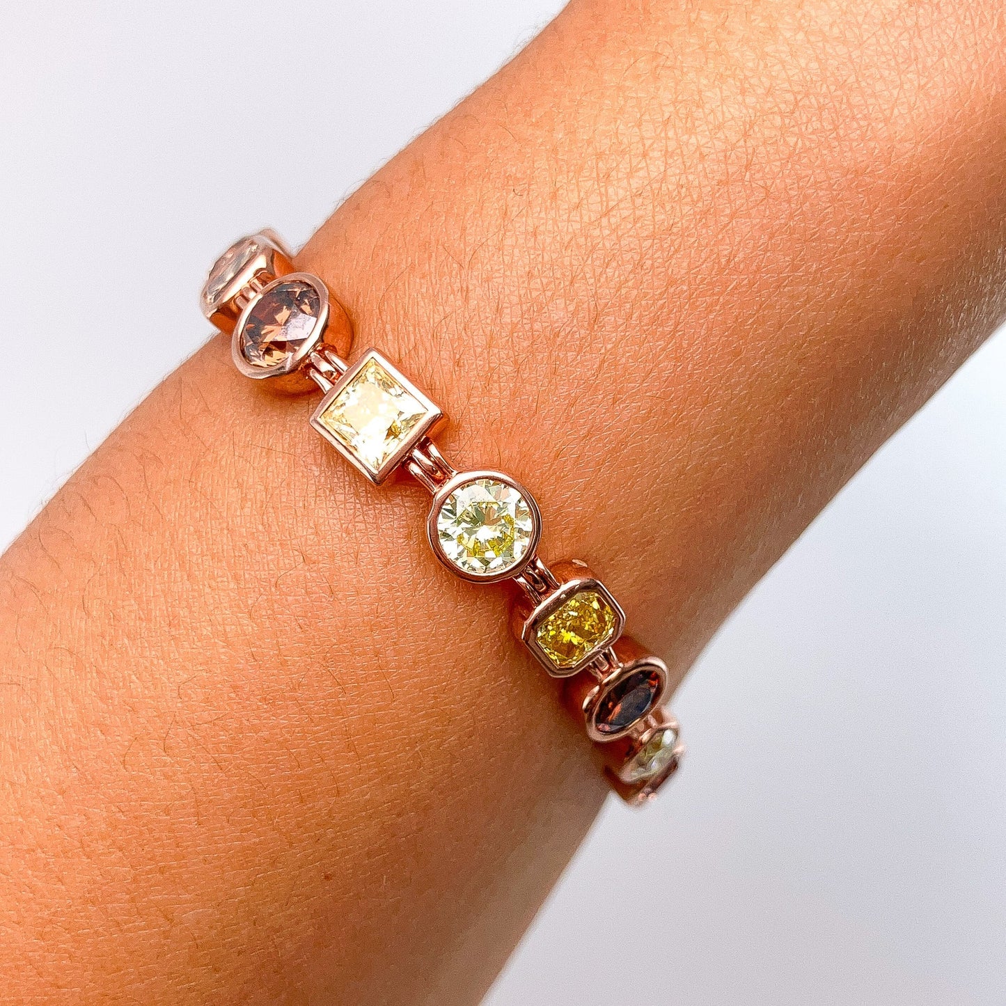 10.79cts Fancy Color & Shape Diamond Tennis Bracelet, 18k - Forever Rox