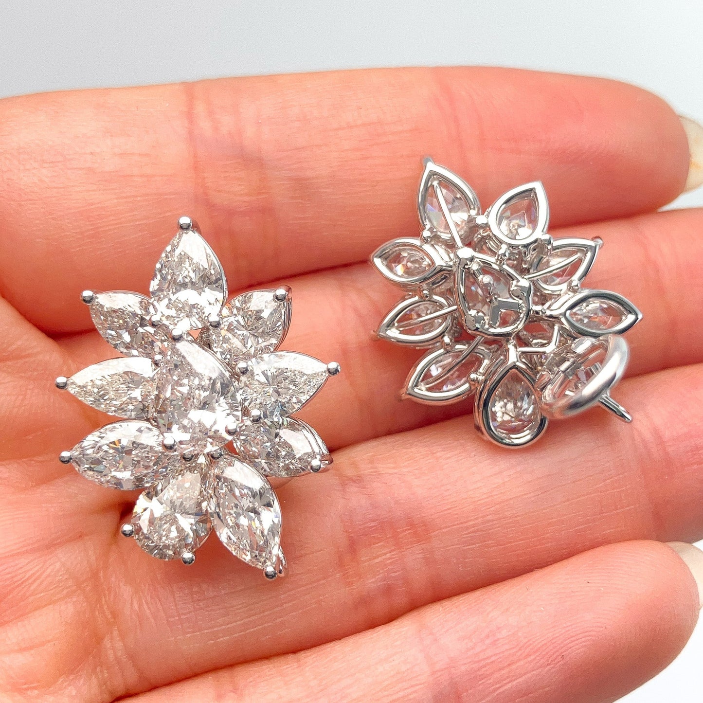 12.38cts GH/VS - SI1 Diamond Cluster Day/Night Earrings, 18k - Forever Rox