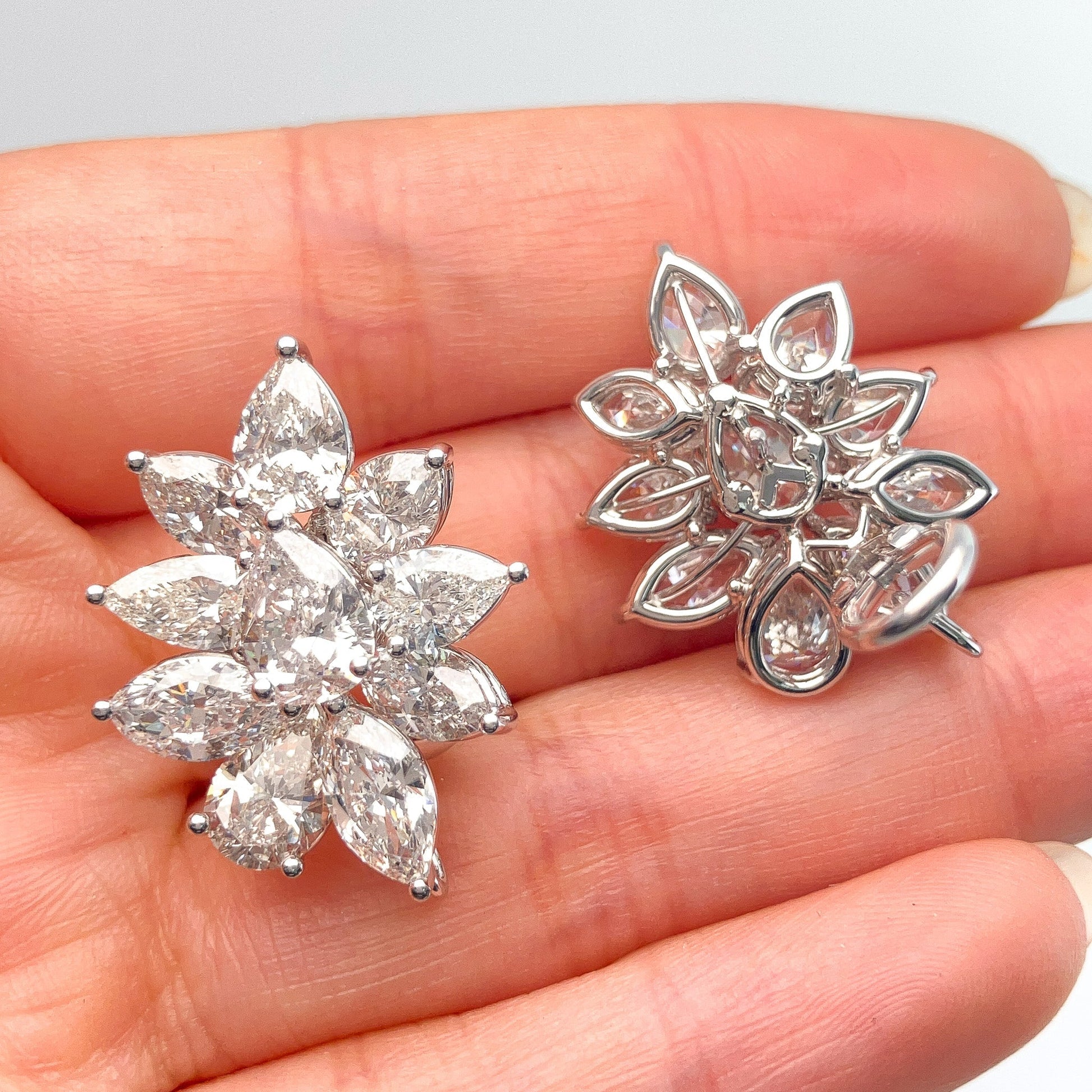 12.38cts GH/VS - SI1 Diamond Cluster Day/Night Earrings, 18k - Forever Rox