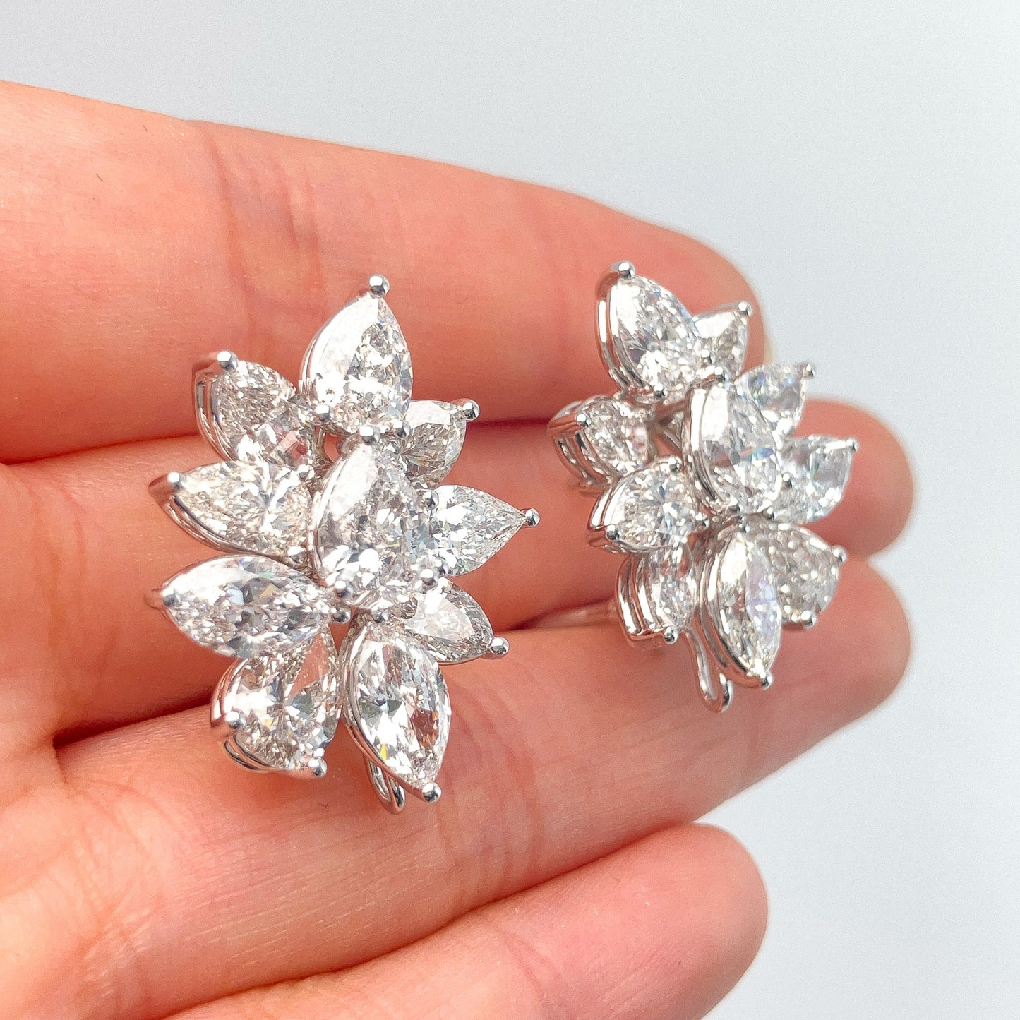 12.38cts GH/VS - SI1 Diamond Cluster Day/Night Earrings, 18k - Forever Rox