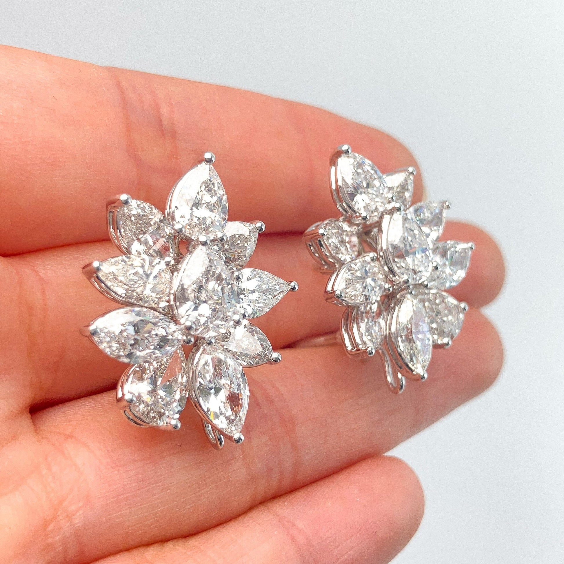 12.38cts GH/VS - SI1 Diamond Cluster Day/Night Earrings, 18k - Forever Rox