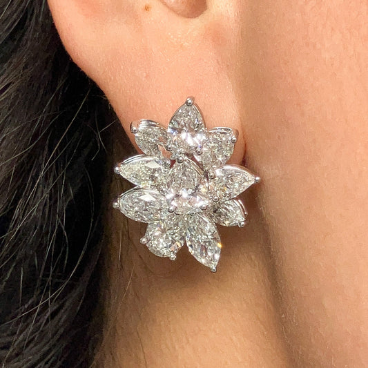 12.38cts GH/VS - SI1 Diamond Cluster Day/Night Earrings, 18k - Forever Rox