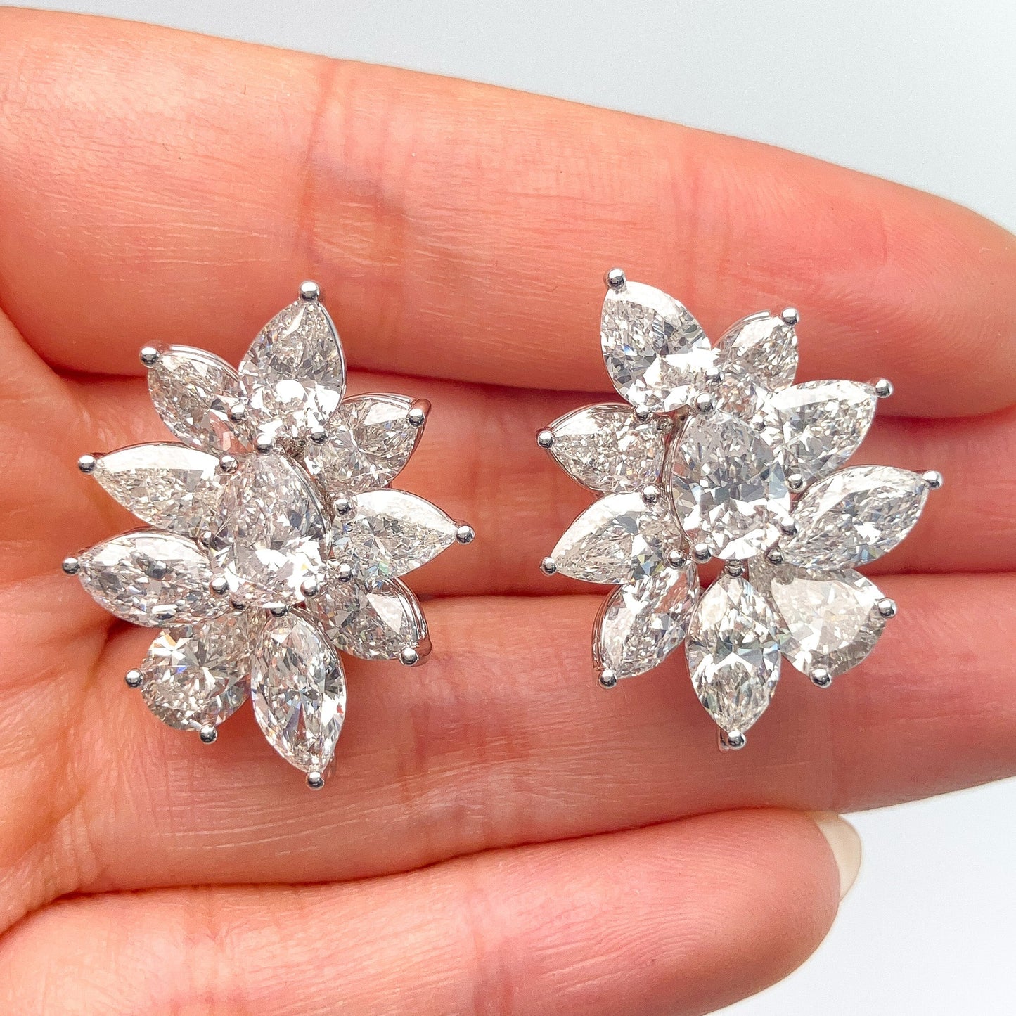 12.38cts GH/VS - SI1 Diamond Cluster Day/Night Earrings, 18k - Forever Rox