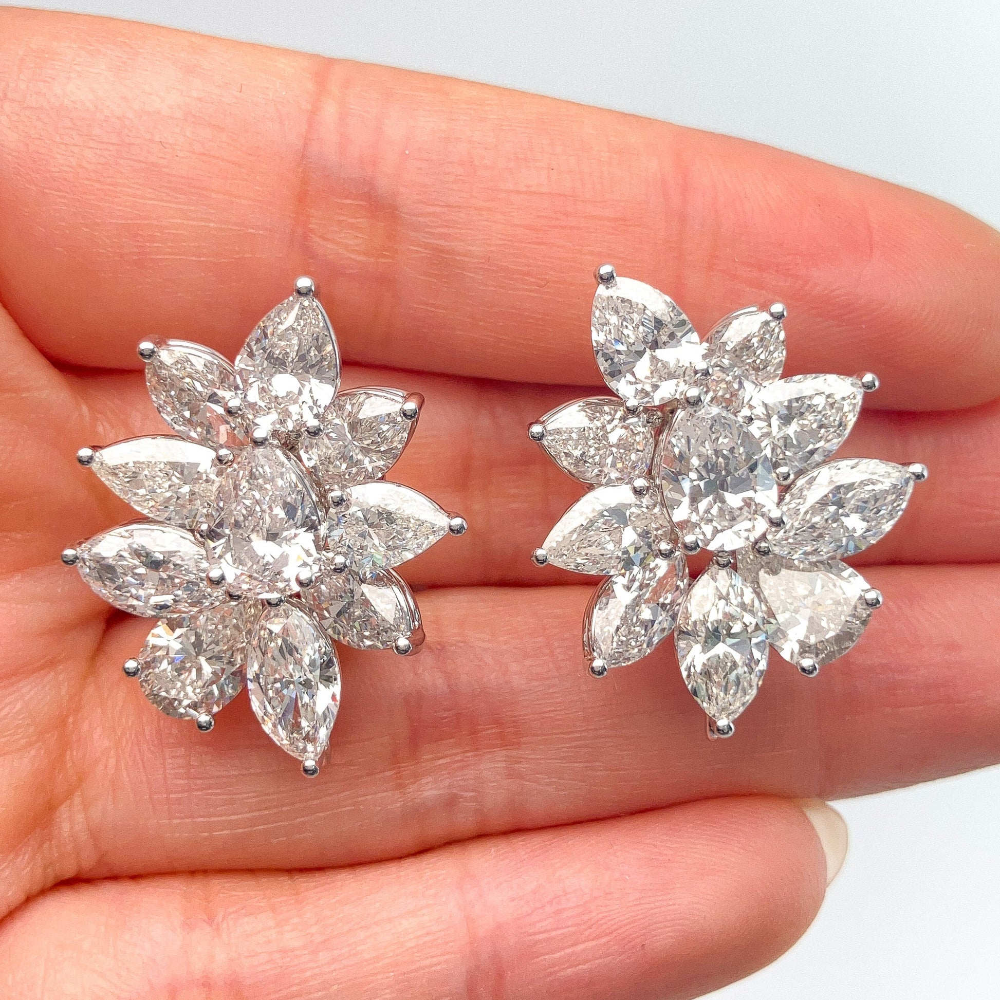 12.38cts GH/VS - SI1 Diamond Cluster Day/Night Earrings, 18k - Forever Rox