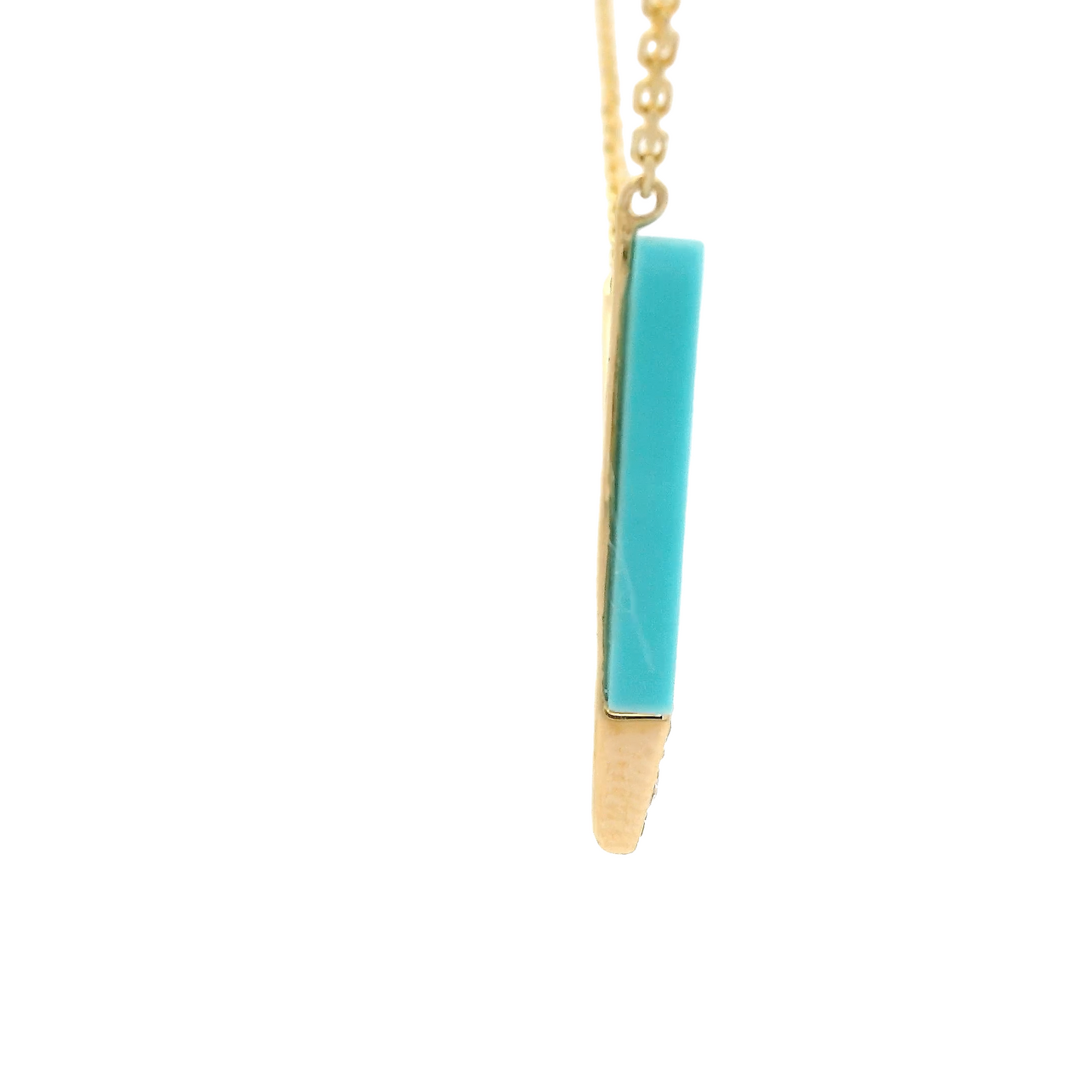 Turquoise & Diamond V Shaped Pendant