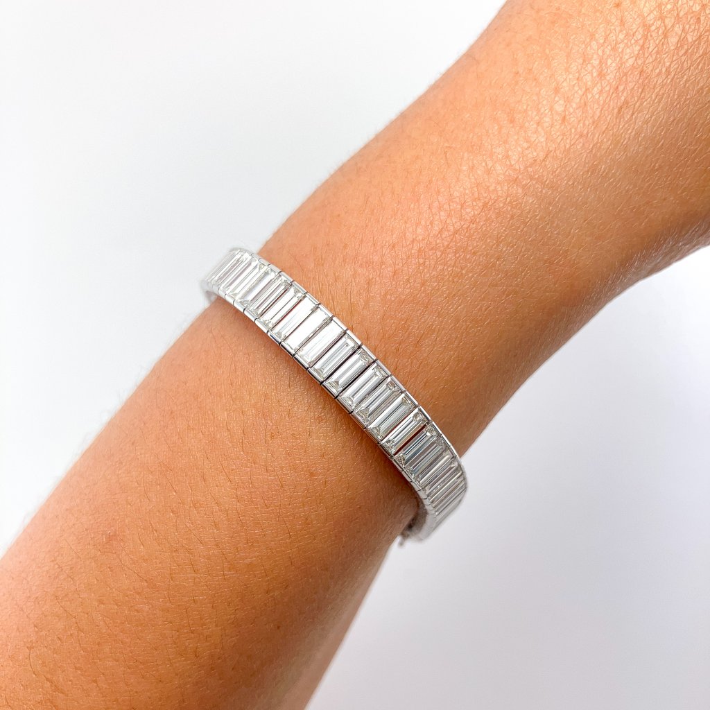 13.65cts Baguette Diamond Channel Set Tennis Bracelet, Platinum - Forever Rox Fine Jewelry