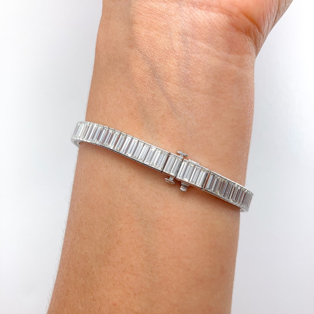 13.65cts Baguette Diamond Channel Set Tennis Bracelet, Platinum - Forever Rox Fine Jewelry