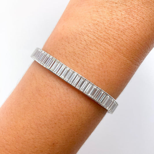13.65cts Baguette Diamond Channel Set Tennis Bracelet, Platinum - Forever Rox Fine Jewelry