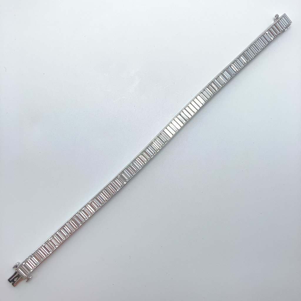 13.65cts Baguette Diamond Channel Set Tennis Bracelet, Platinum - Forever Rox Fine Jewelry