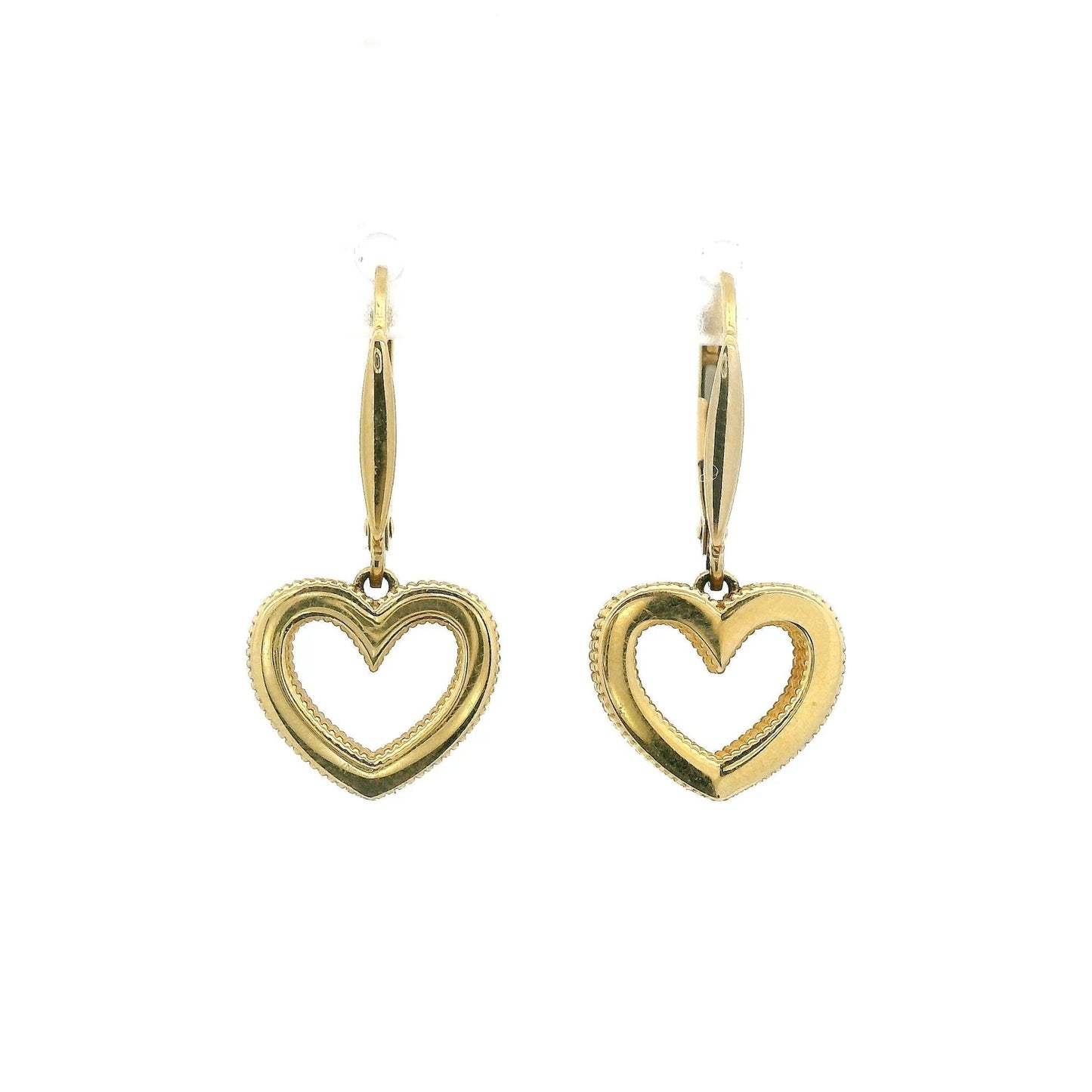 14k Yellow Gold Heart Dangle Earrings - Forever Rox