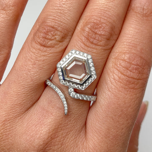 1.51ct JVS2 GIA Certified Hexagon Portrait Cut Diamond Ring, 18k - Forever Rox Fine Jewelry