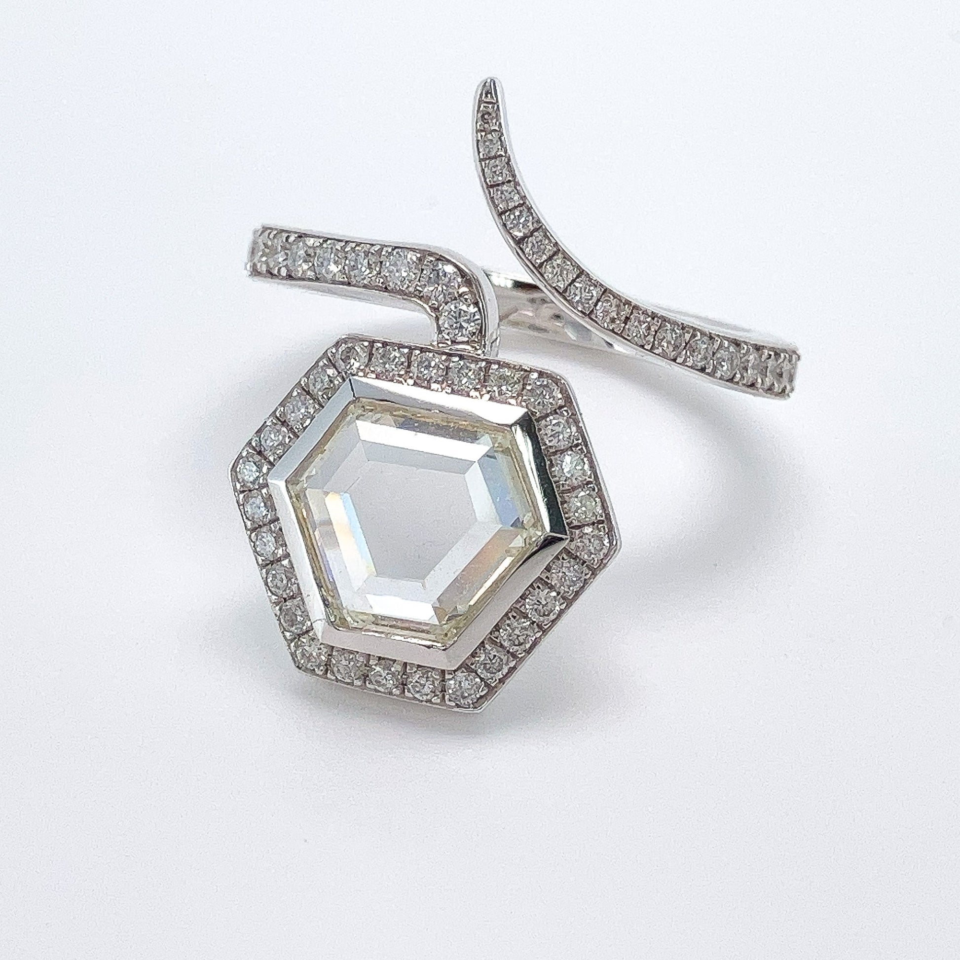 1.51ct JVS2 GIA Certified Hexagon Portrait Cut Diamond Ring, 18k - Forever Rox Fine Jewelry