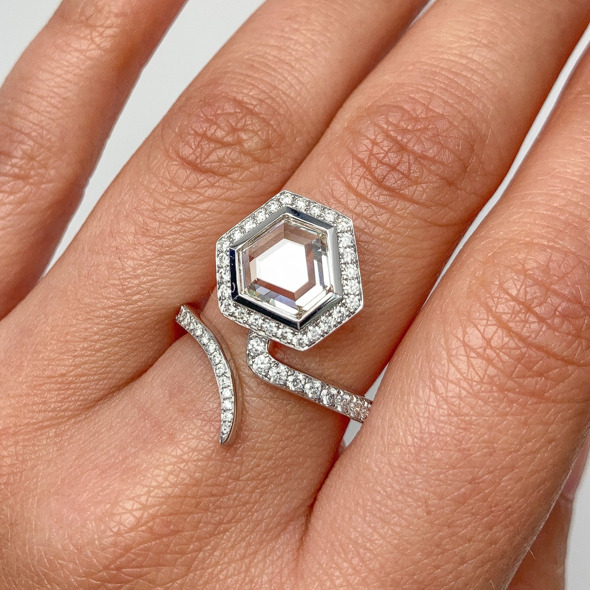1.51ct JVS2 GIA Certified Hexagon Portrait Cut Diamond Ring, 18k - Forever Rox Fine Jewelry