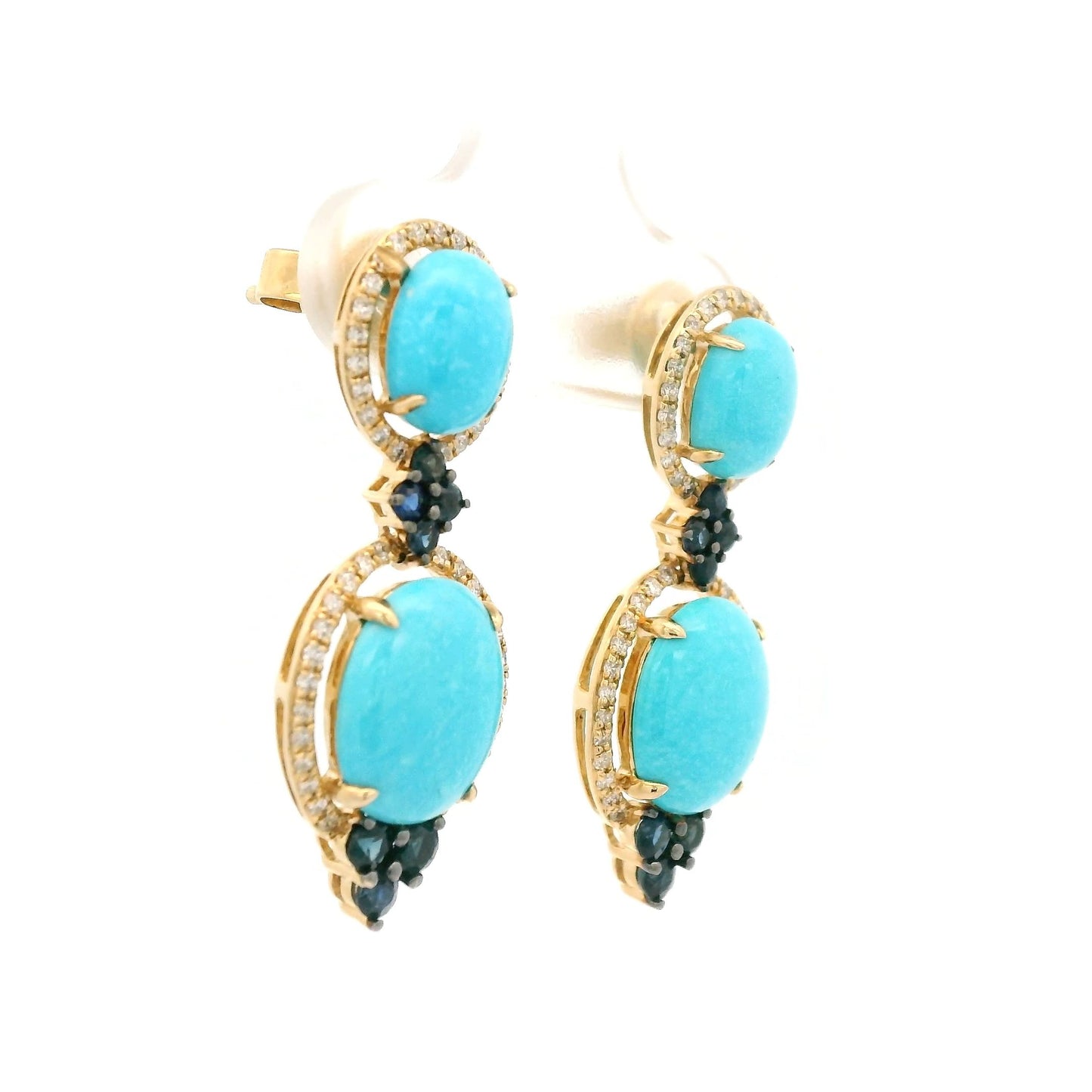 Turquoise, Sapphire and Diamond Dangles