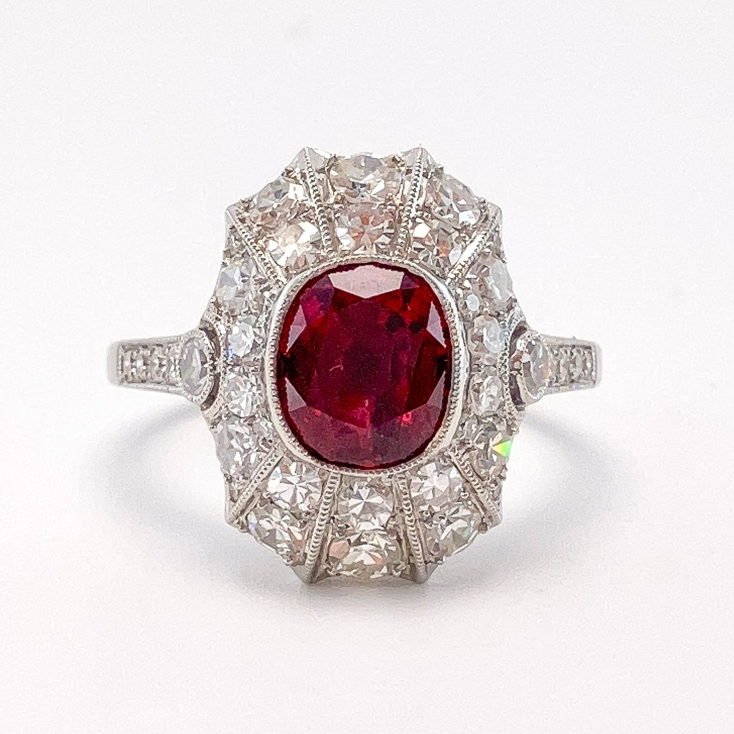 1.76ct Red Spinel & Diamond Ring, Platinum - Forever Rox Fine Jewelry