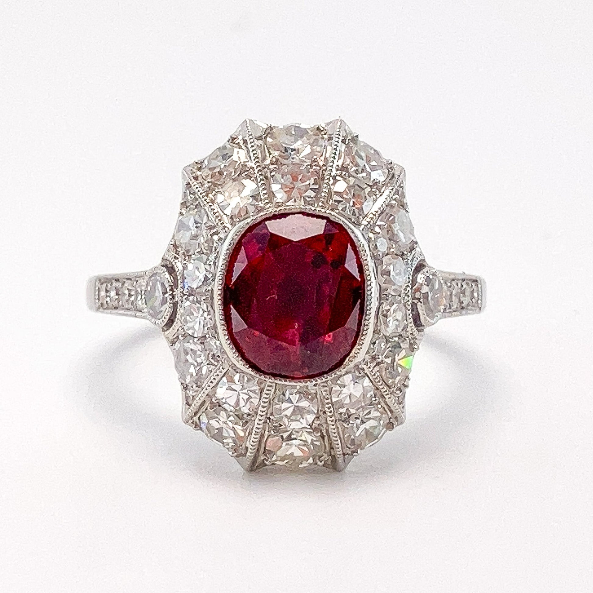 1.76ct Red Spinel & Diamond Ring, Platinum - Forever Rox Fine Jewelry