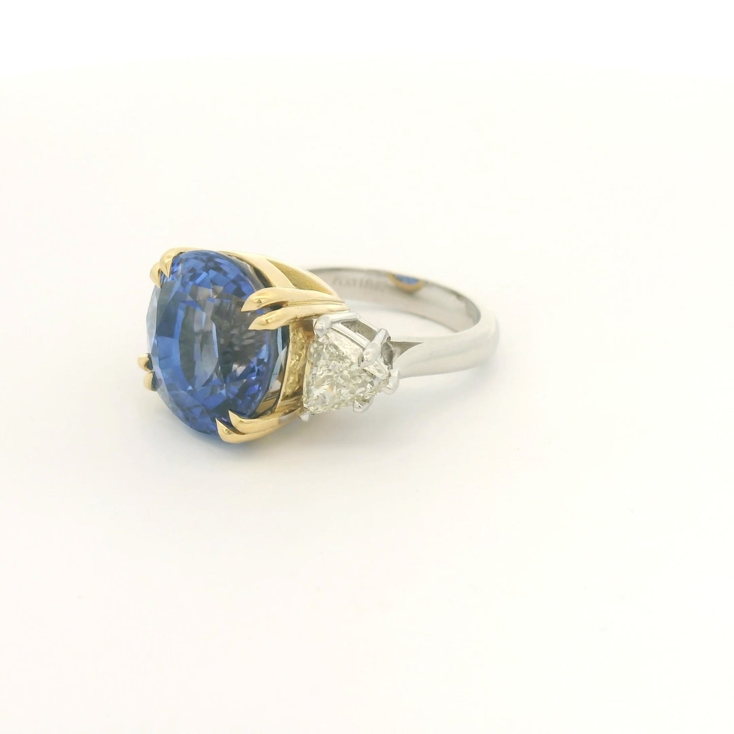 18.95ct Ceylon Sapphire & Two Trillion Cut Diamond Ring - Forever Rox Fine Jewelry