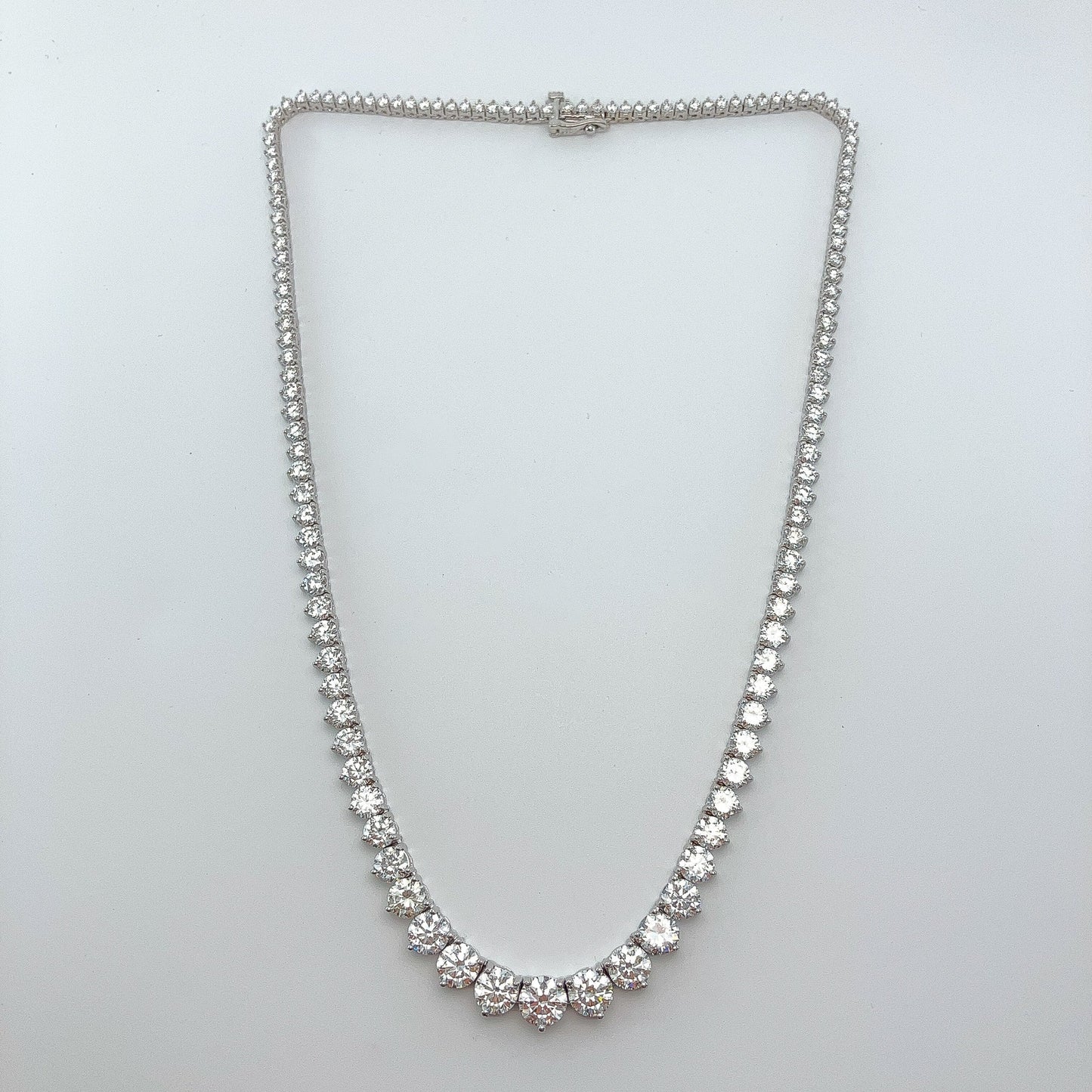 19.09cts Round Diamond Riviere Necklace, 18k - Forever Rox Fine Jewelry