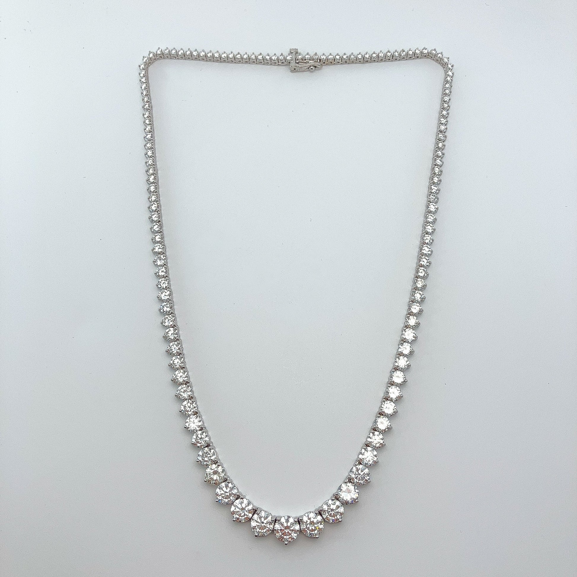 19.09cts Round Diamond Riviere Necklace, 18k - Forever Rox Fine Jewelry