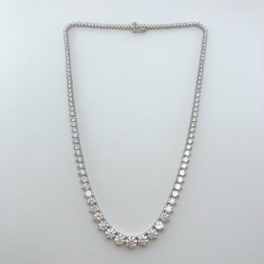 19.09cts Round Diamond Riviere Necklace, 18k - Forever Rox Fine Jewelry