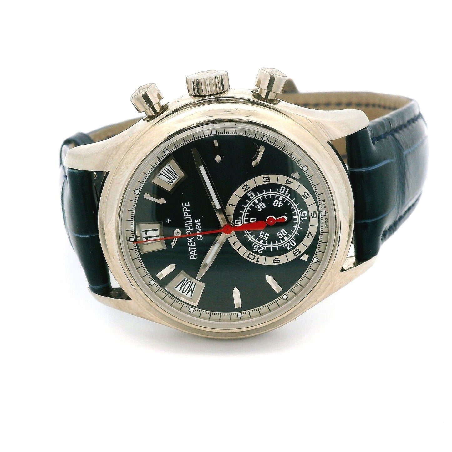 2017 Patek Philippe Annual Calendar Chronograph 40.5mm White Gold Blue Dial - Forever Rox Fine Jewelry
