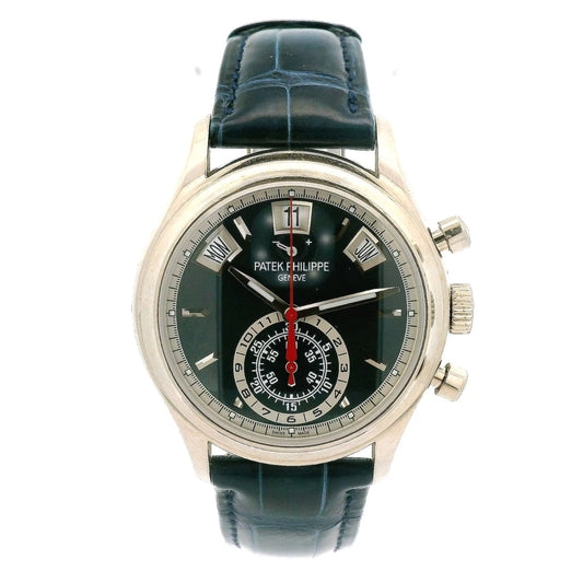 2017 Patek Philippe Annual Calendar Chronograph 40.5mm White Gold Blue Dial - Forever Rox Fine Jewelry