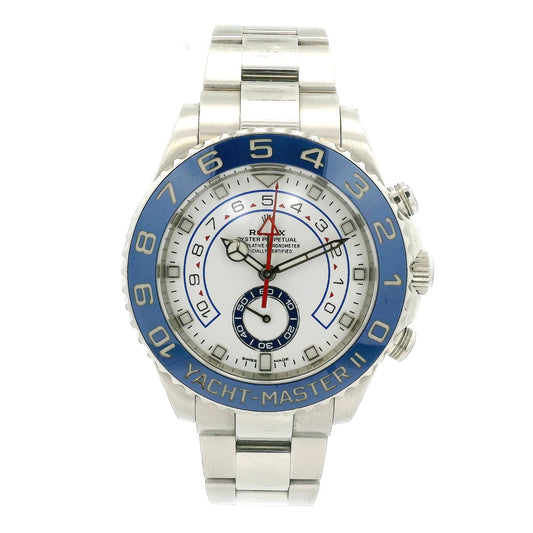 2018 Rolex Yacht - Master II 44mm White Dial Blue Bezel Mercedes Hands - Forever Rox Fine Jewelry