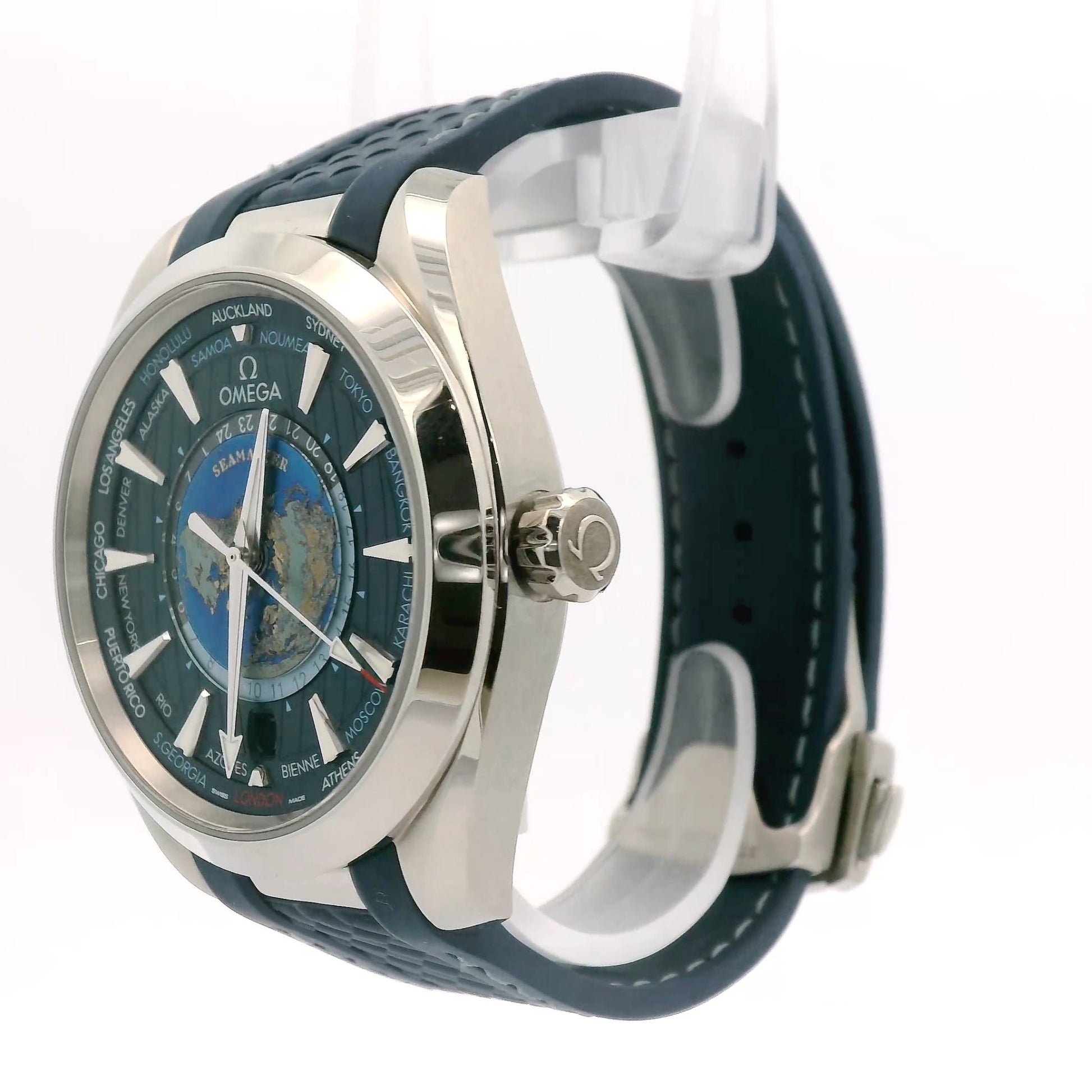2022 Omega Seamaster Aqua Terra 150M Worldtimer 43MM Blue Dial Rubber Strap - Forever Rox Fine Jewelry