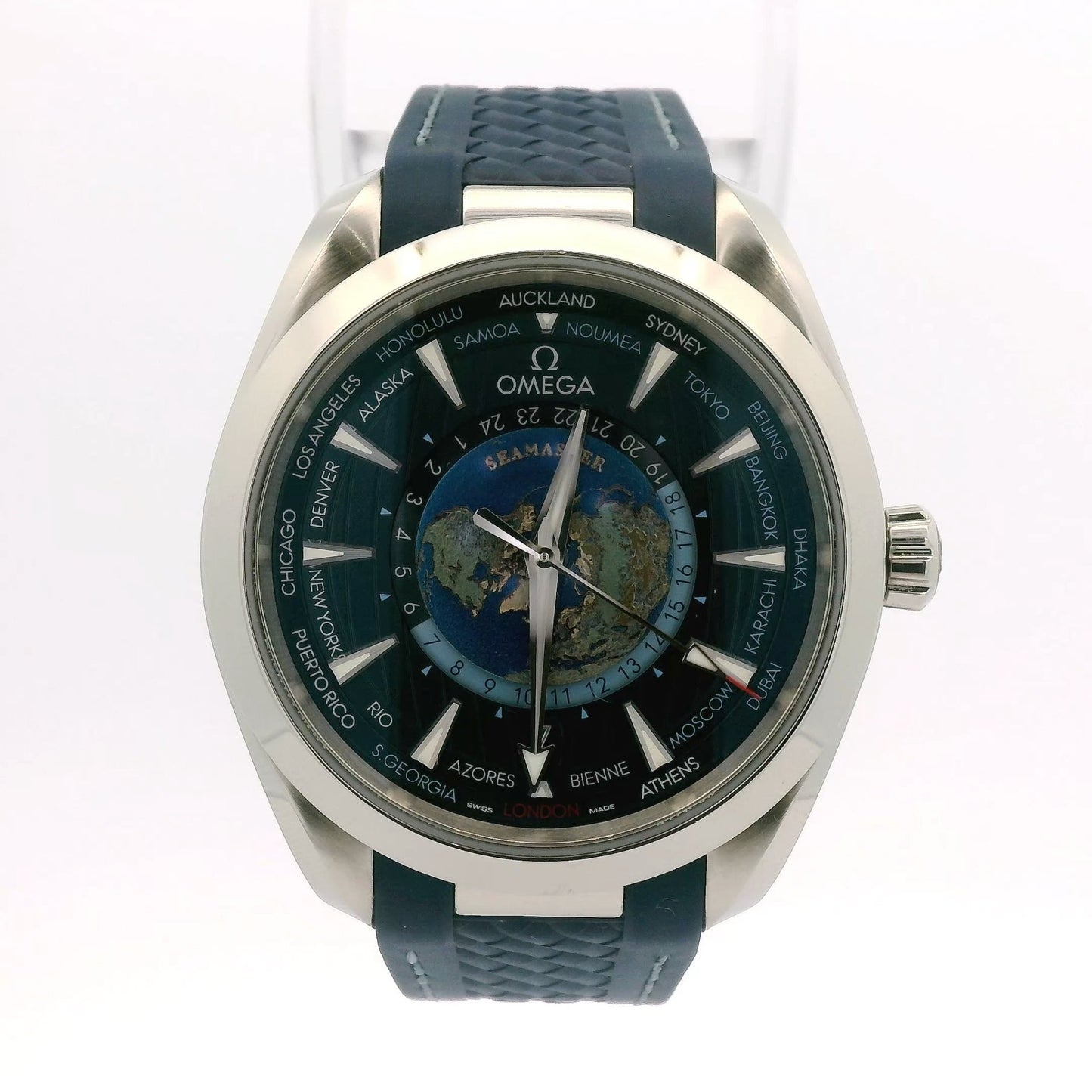 2022 Omega Seamaster Aqua Terra 150M Worldtimer 43MM Blue Dial Rubber Strap - Forever Rox Fine Jewelry