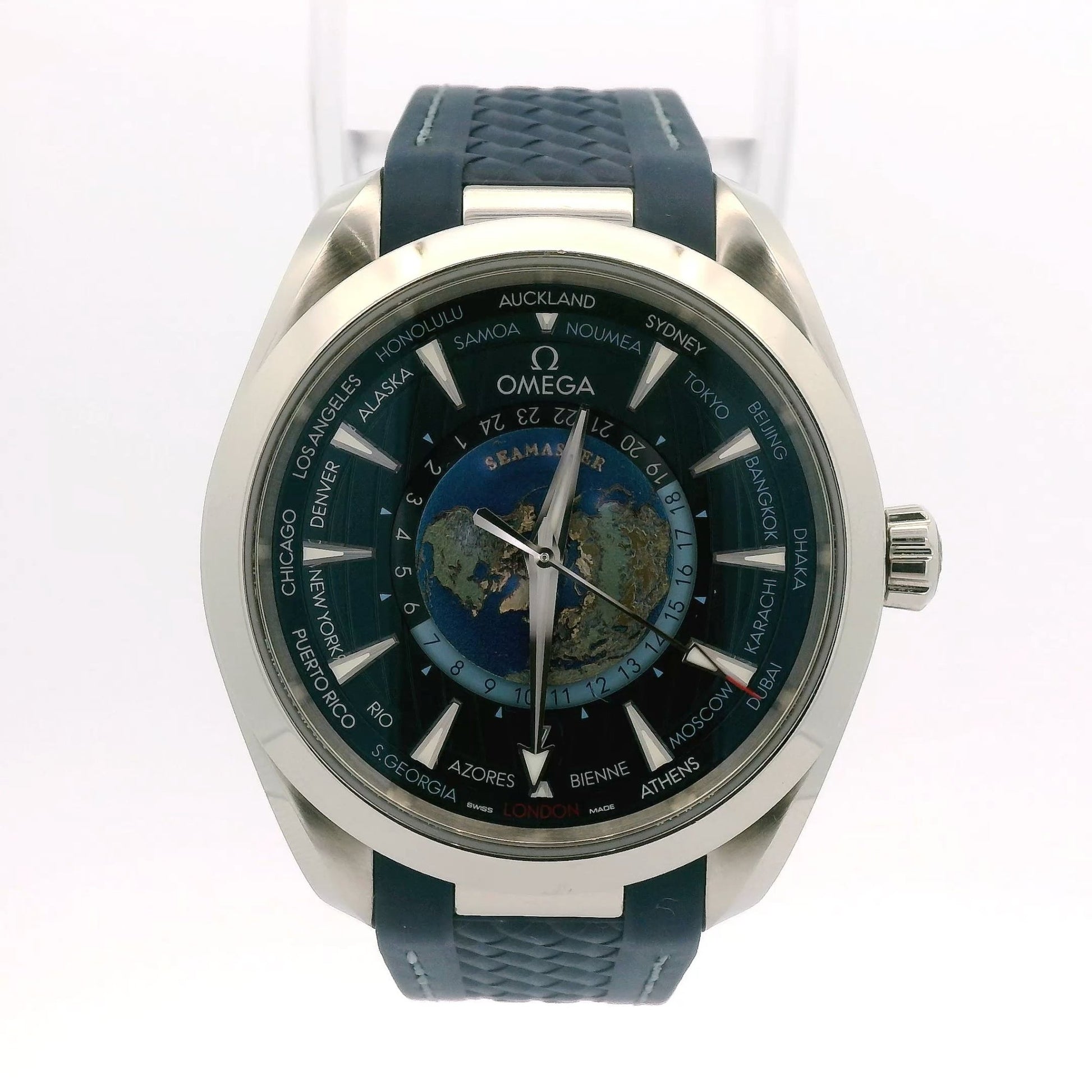 2022 Omega Seamaster Aqua Terra 150M Worldtimer 43MM Blue Dial Rubber Strap - Forever Rox Fine Jewelry