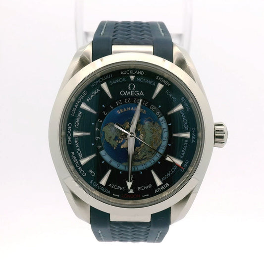 2022 Omega Seamaster Aqua Terra 150M Worldtimer 43MM Blue Dial Rubber Strap - Forever Rox Fine Jewelry