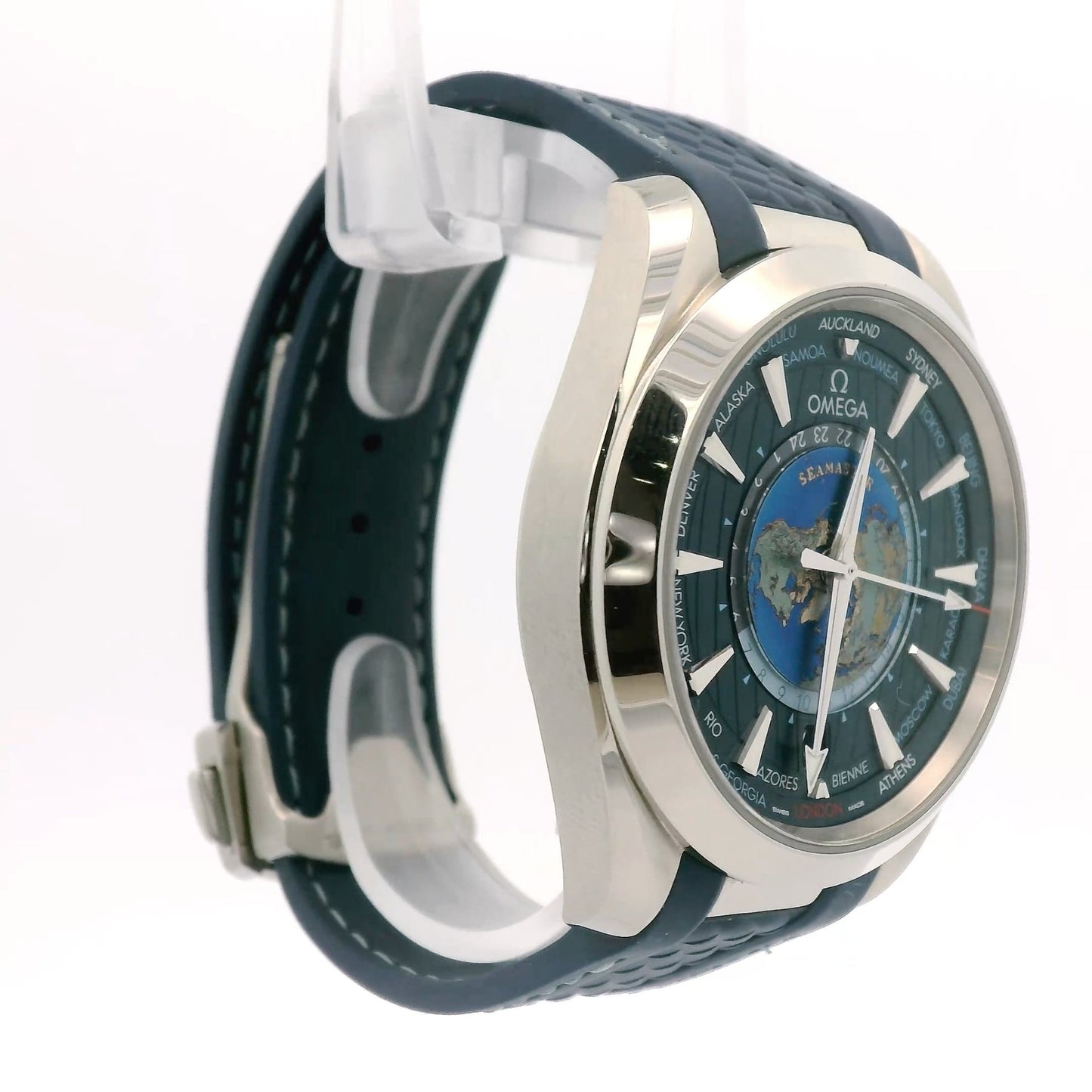 2022 Omega Seamaster Aqua Terra 150M Worldtimer 43MM Blue Dial Rubber Strap - Forever Rox Fine Jewelry