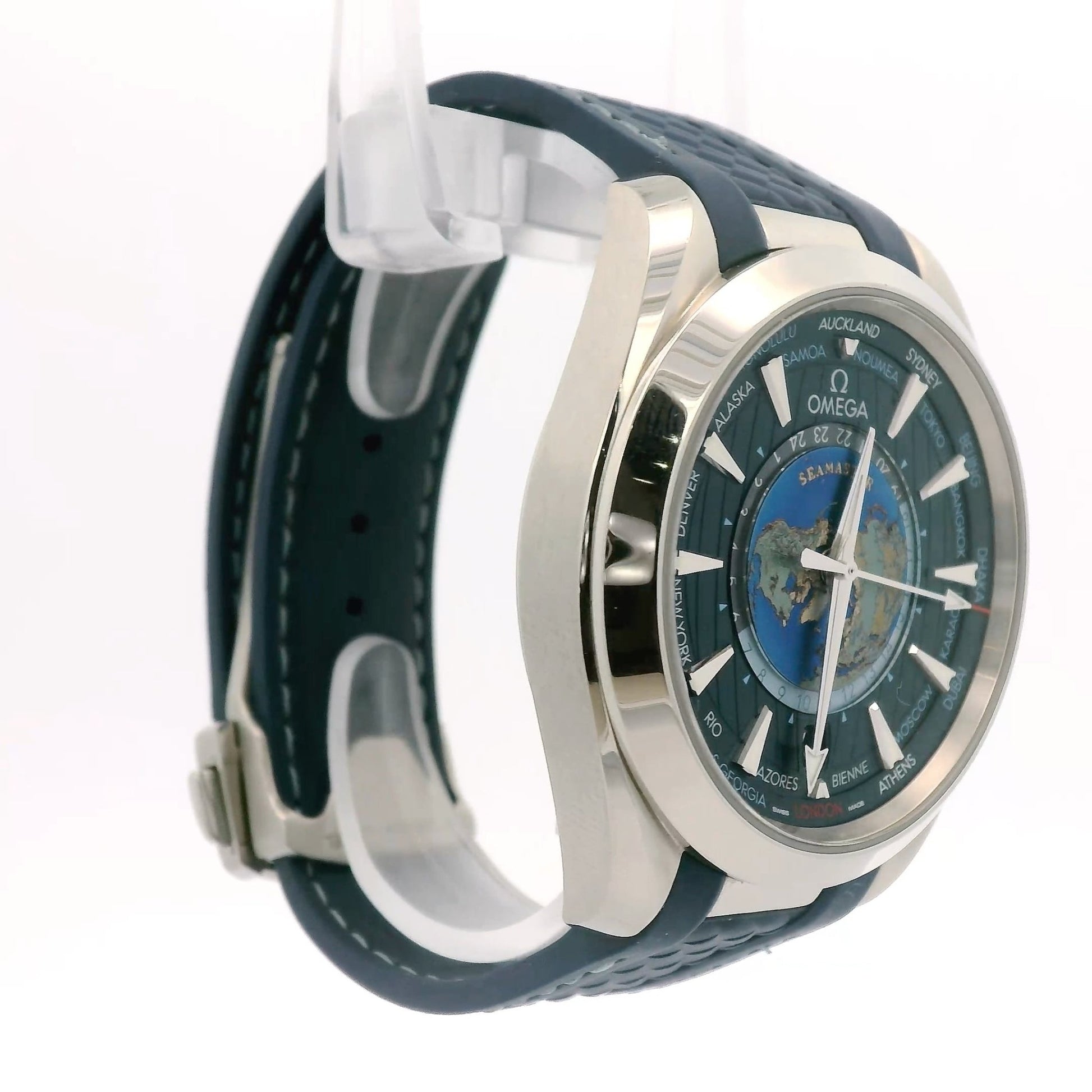2022 Omega Seamaster Aqua Terra 150M Worldtimer 43MM Blue Dial Rubber Strap - Forever Rox Fine Jewelry