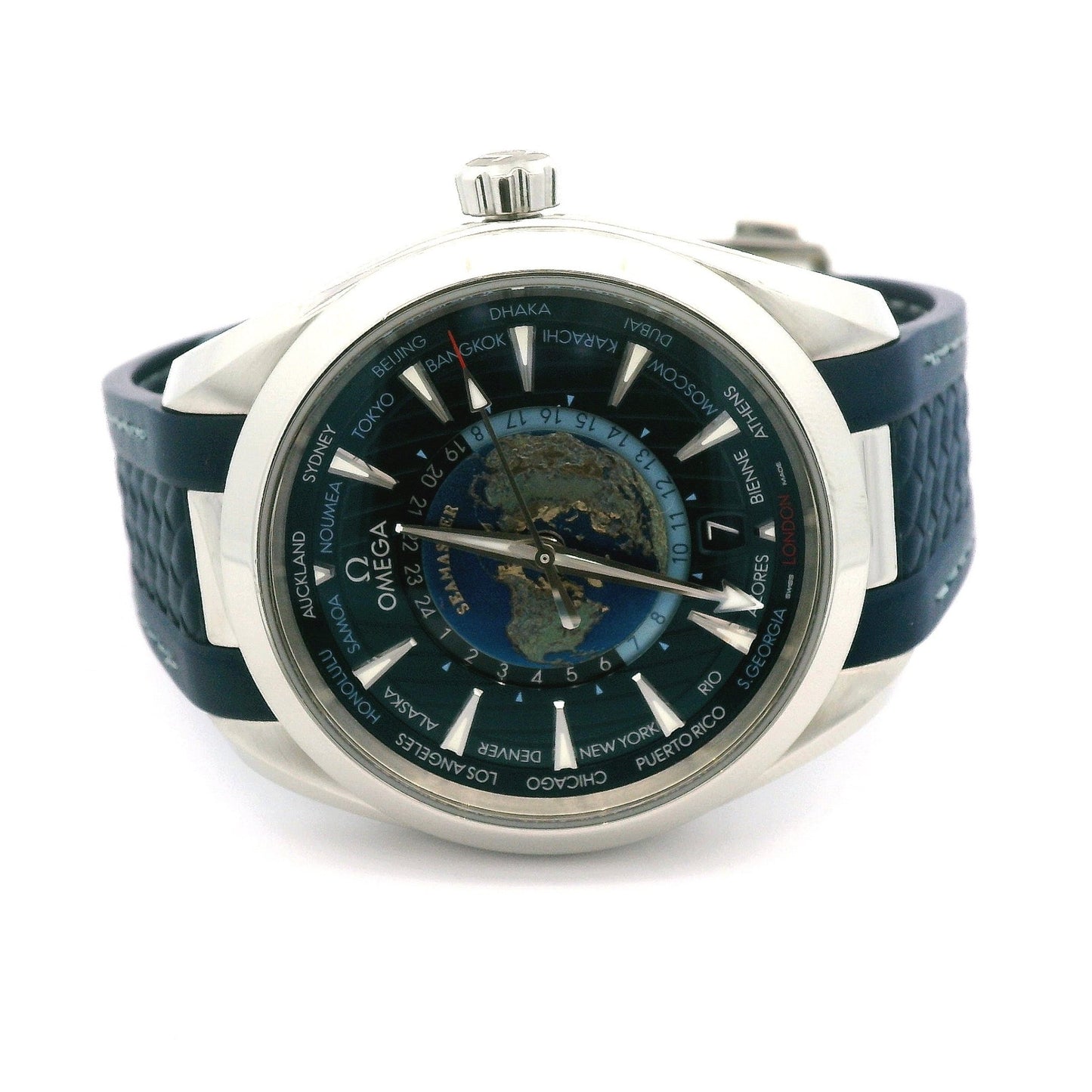 2022 Omega Seamaster Aqua Terra 150M Worldtimer 43MM Blue Dial Rubber Strap - Forever Rox Fine Jewelry