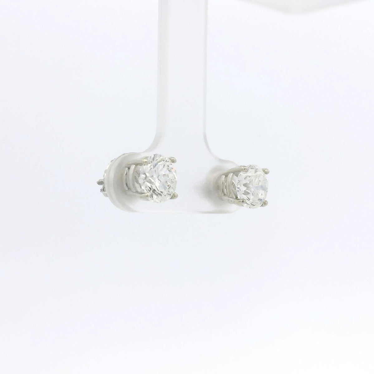 2.10ctw Round Cut Natural Diamond 4 Prong Studs - Forever Rox Fine Jewelry