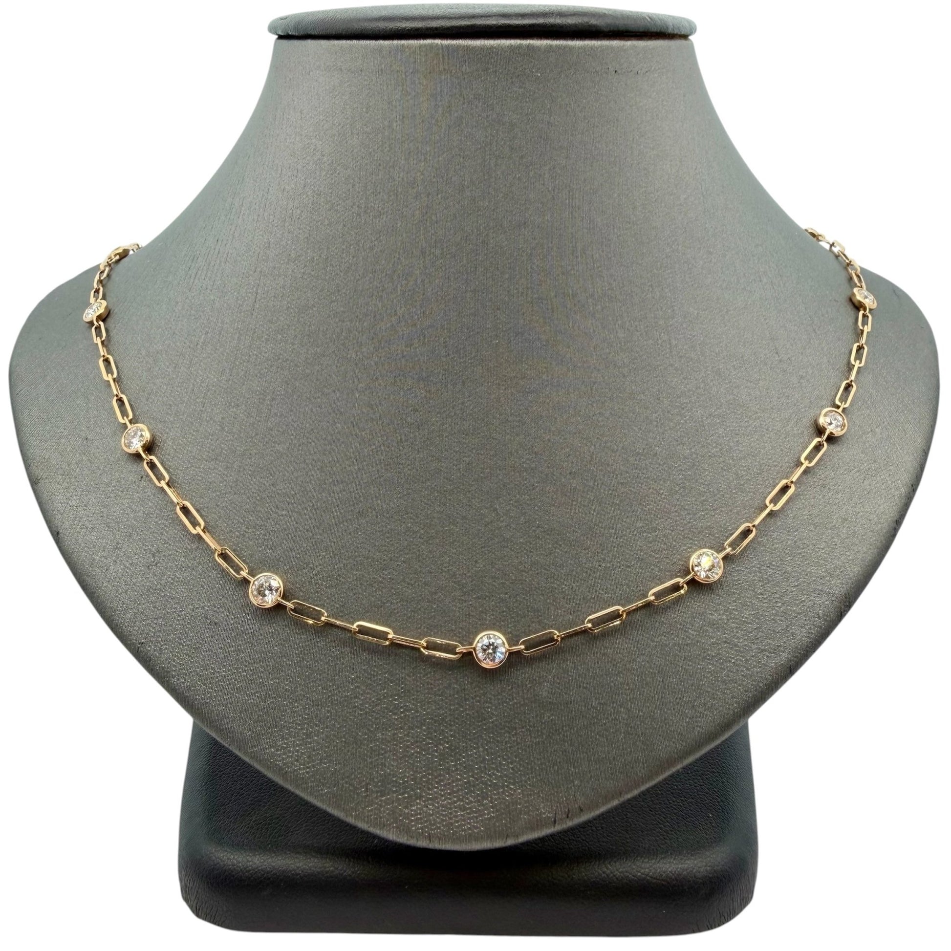 2.20ctw Bezel Set Diamonds By The Yard Paperclip Necklace - Forever Rox Fine Jewelry