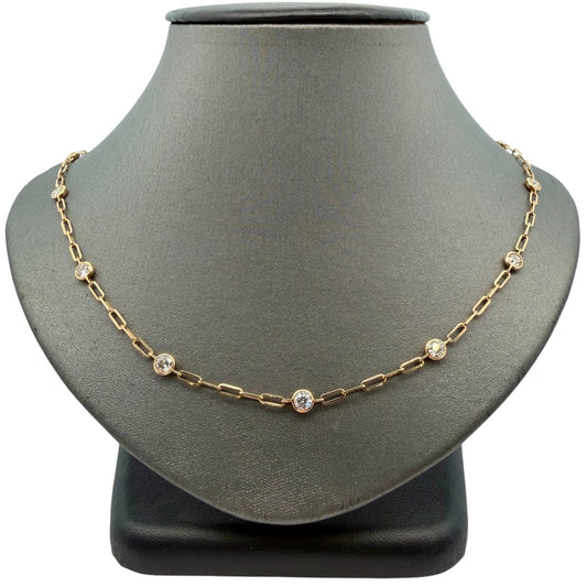 2.20ctw Bezel Set Diamonds By The Yard Paperclip Necklace - Forever Rox Fine Jewelry