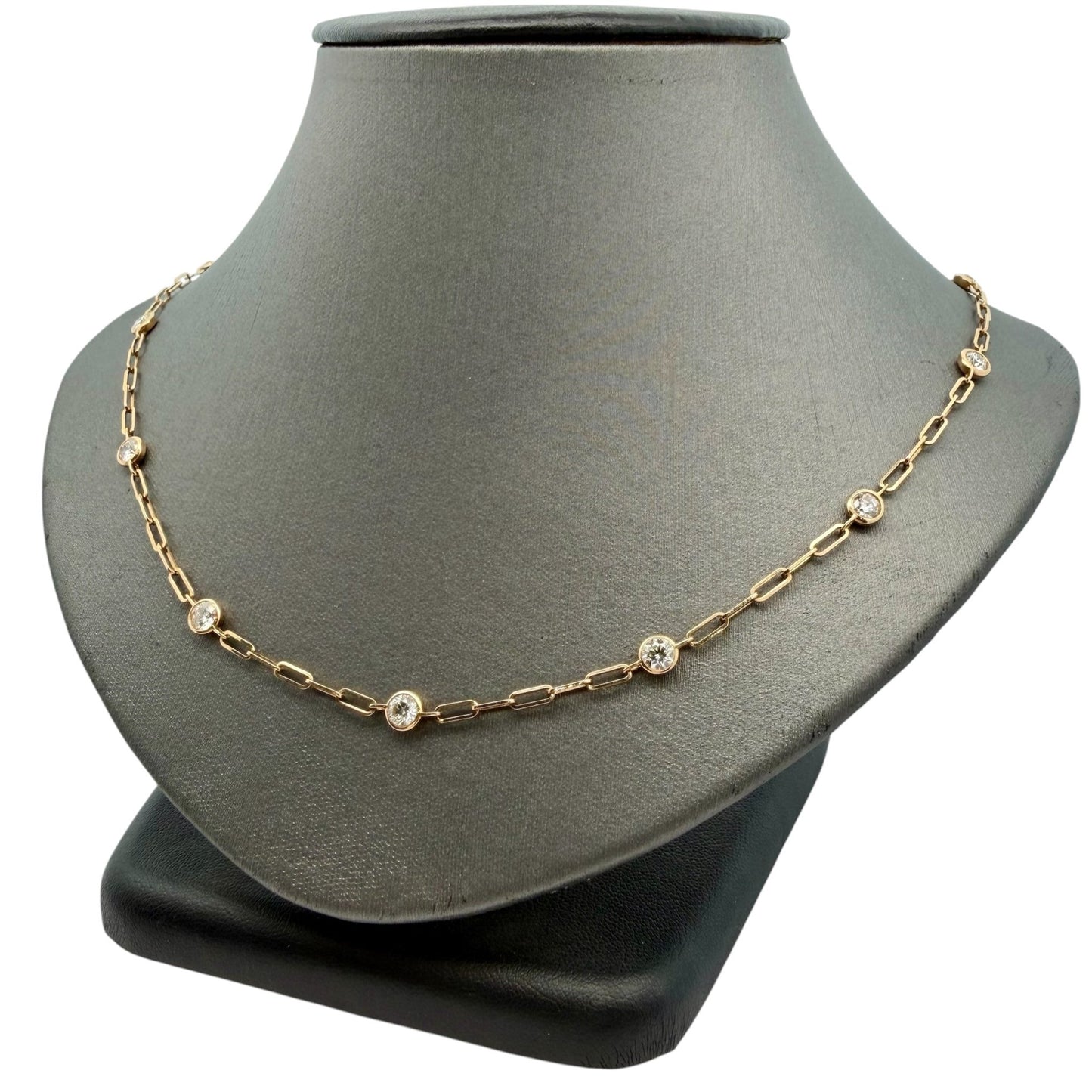 2.20ctw Bezel Set Diamonds By The Yard Paperclip Necklace - Forever Rox Fine Jewelry