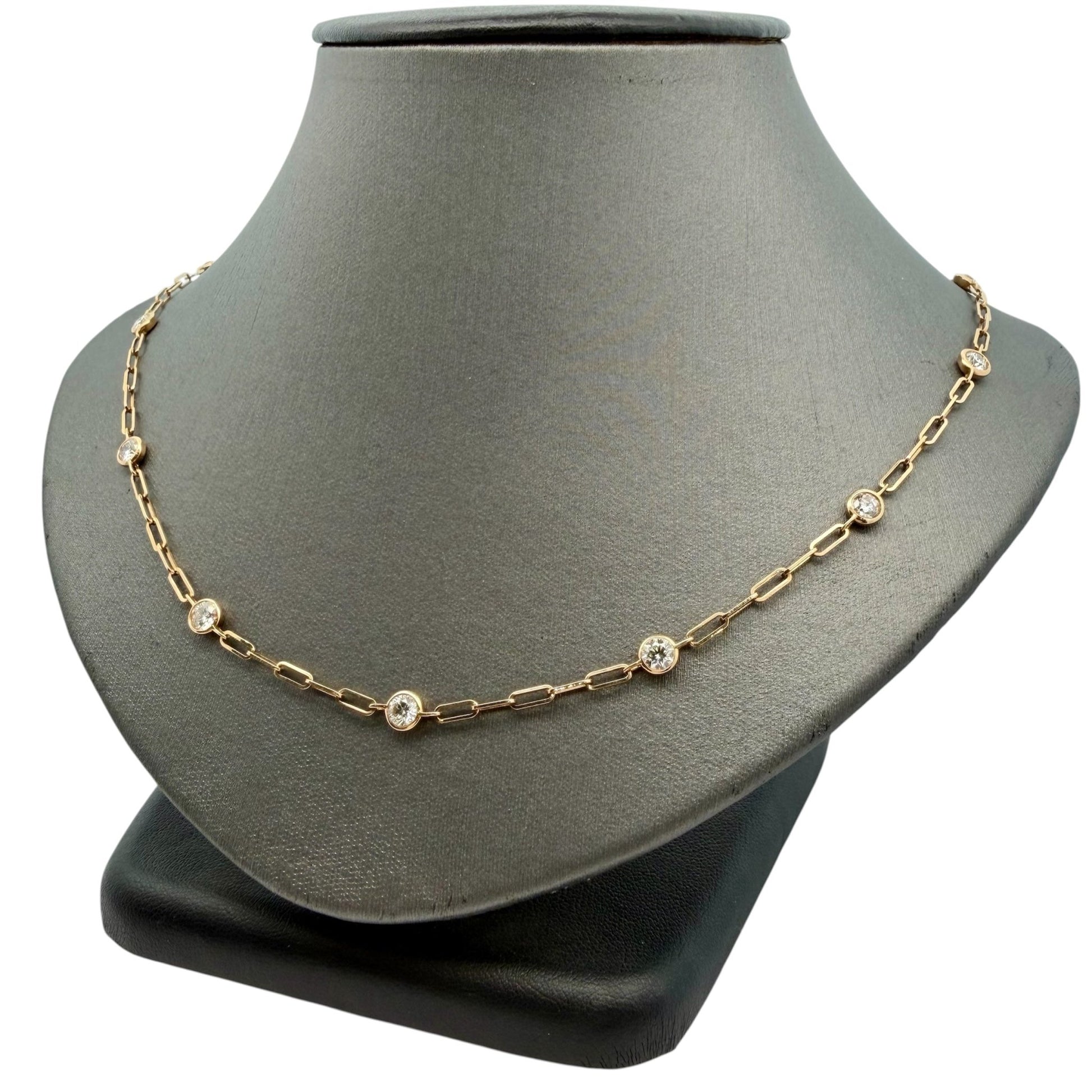 2.20ctw Bezel Set Diamonds By The Yard Paperclip Necklace - Forever Rox Fine Jewelry