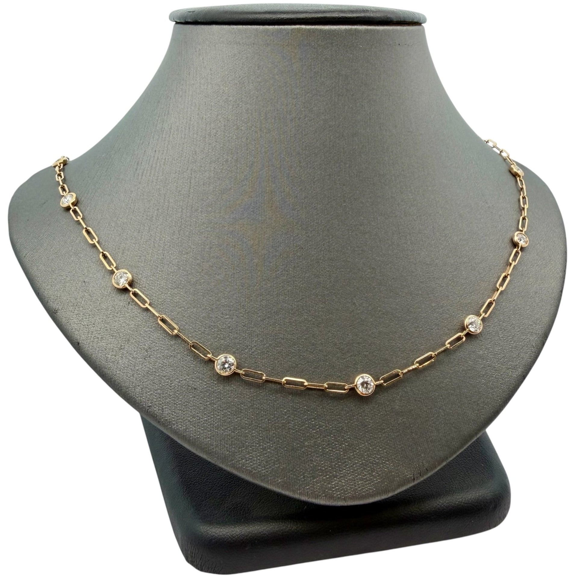 2.20ctw Bezel Set Diamonds By The Yard Paperclip Necklace - Forever Rox Fine Jewelry