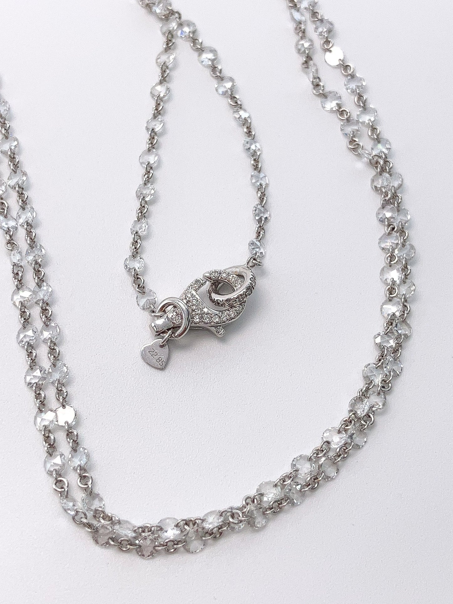 22.85cts Rose Cut Pierced Diamond 84" Chain, 18k - Forever Rox Fine Jewelry