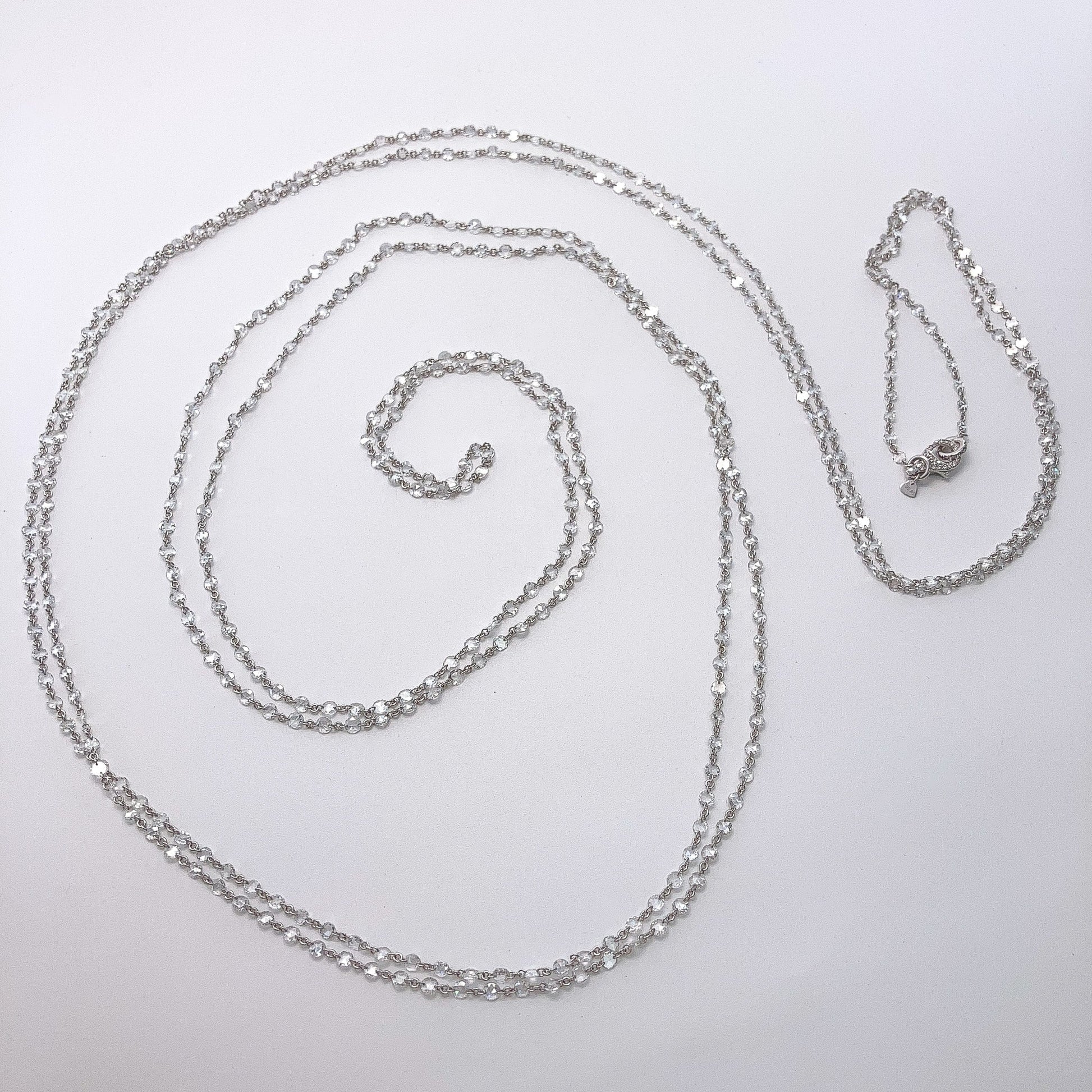 22.85cts Rose Cut Pierced Diamond 84" Chain, 18k - Forever Rox Fine Jewelry