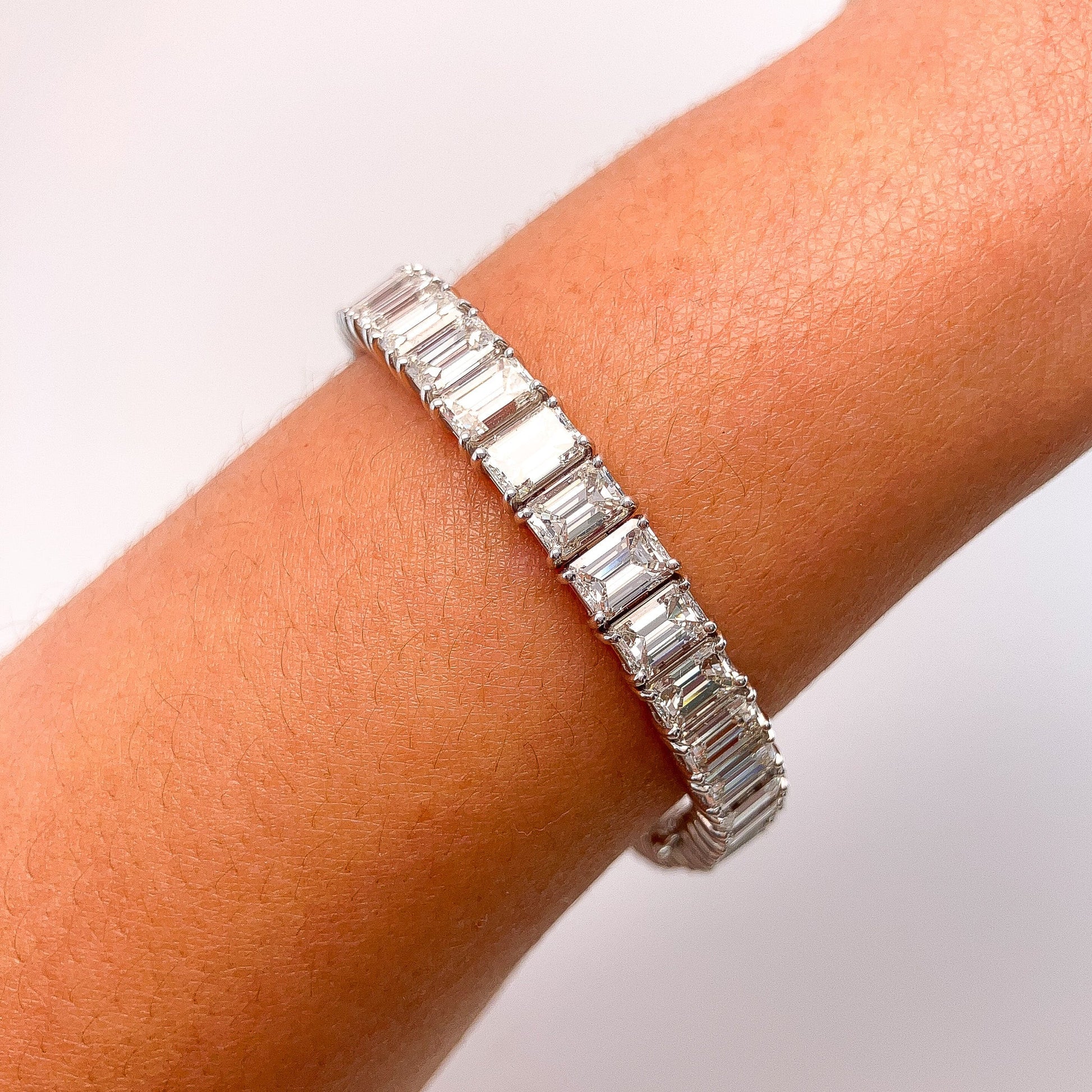 23.90cts Emerald Cut Diamond Tennis Bracelet, 18k - Forever Rox Fine Jewelry